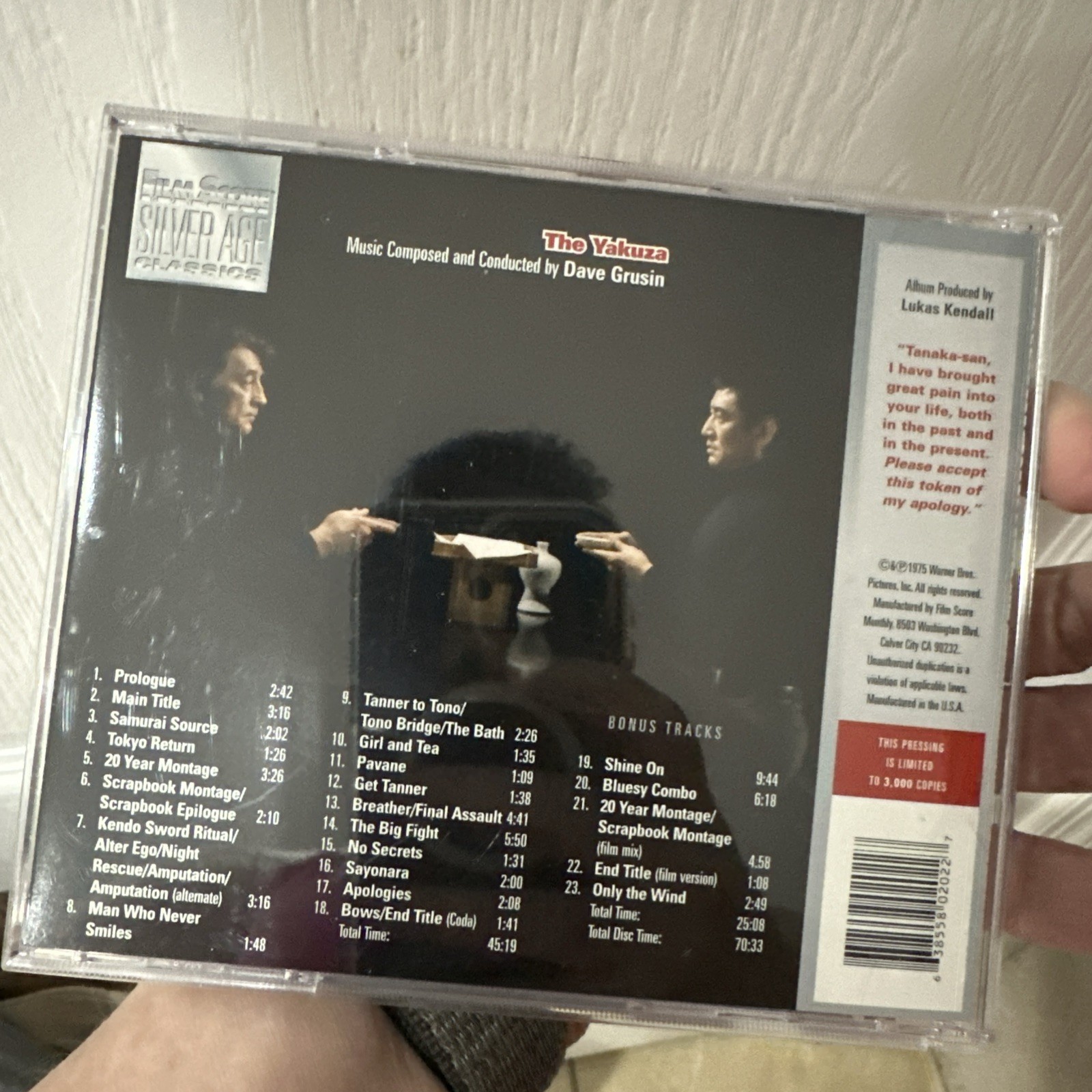The Yakuza Soundtrack CD Dave Grusin FSM Silver Age Classics Ltd 3000 OOP