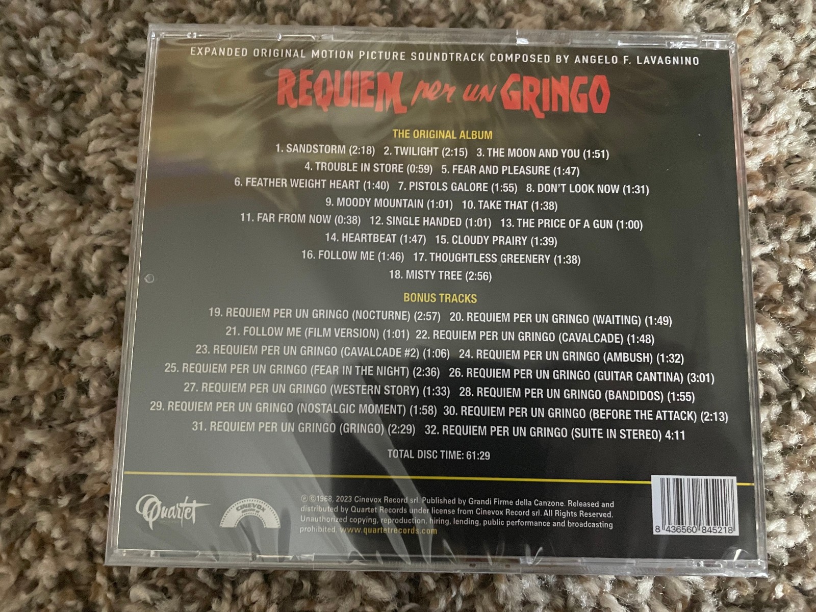 REQUIEM PER UN GRINGO Angelo Francesco Lavagnino LIMITED EXPANDED Quartet cd