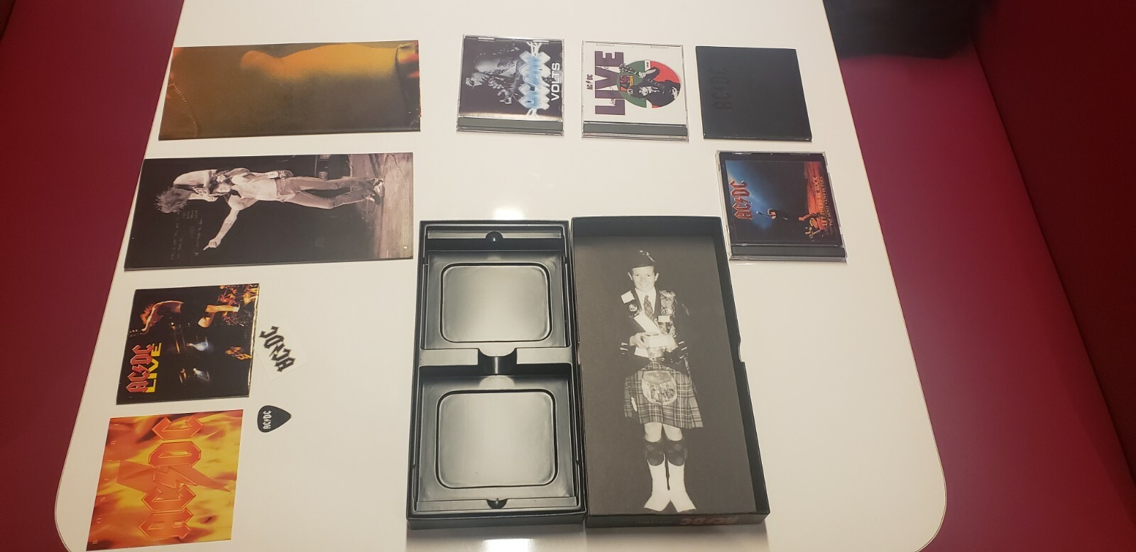 CD:AC/DC-Bonfire Used Box Set 5Disc 1997 Booklet,Poster stickers & plectrum