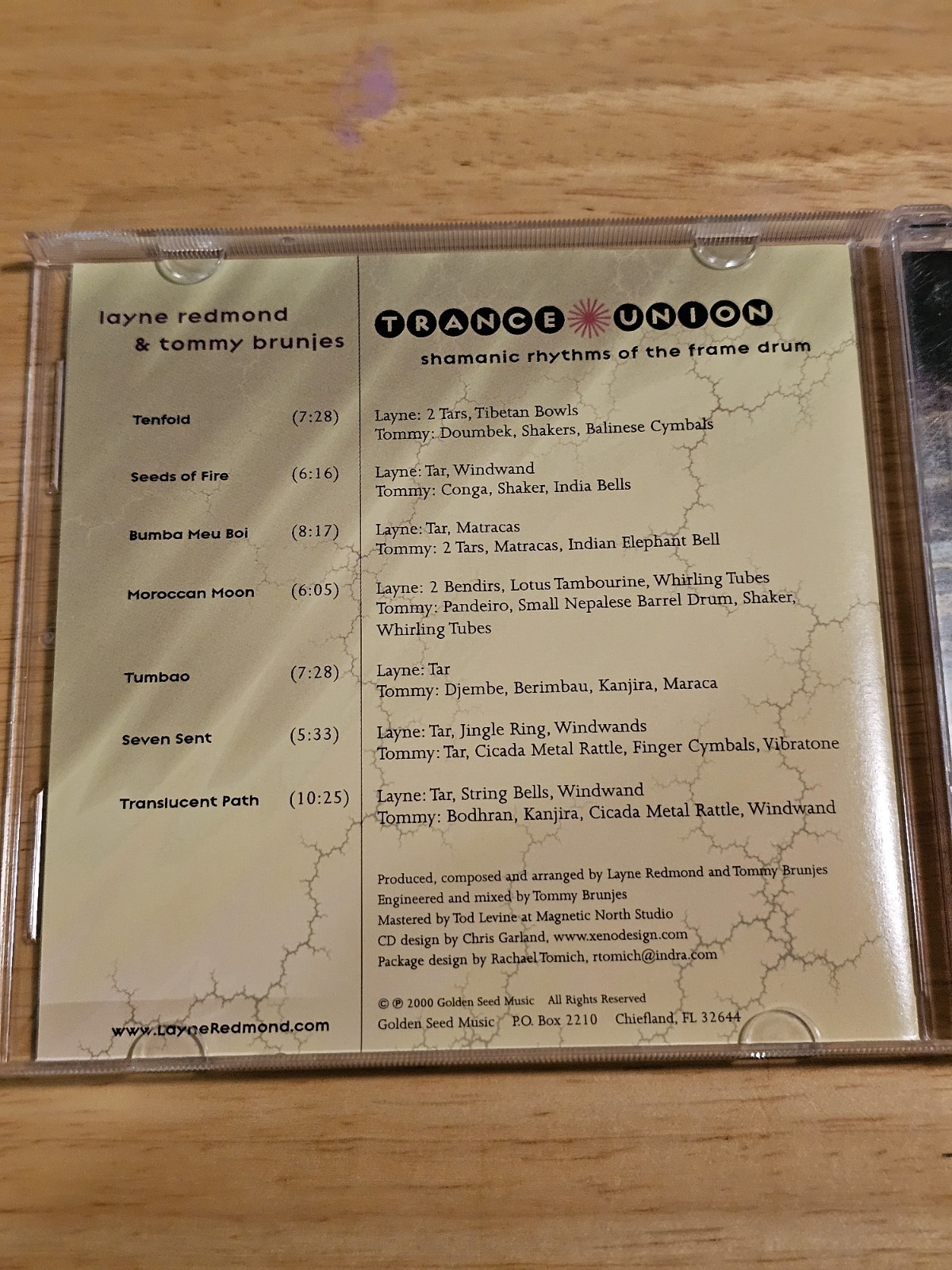 Trance Union by Layne Redmond & Tommy Brunjes (CD, 2000, Golden Seed Music) VG