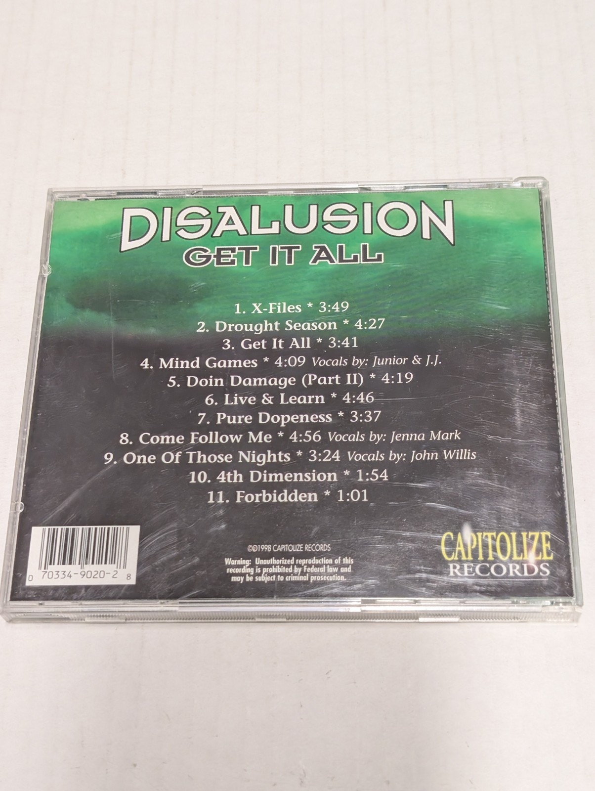 Disalusion - Get It All - 1998 - CAP-9020 Used - VG - Rare Rap Hip Hop CD