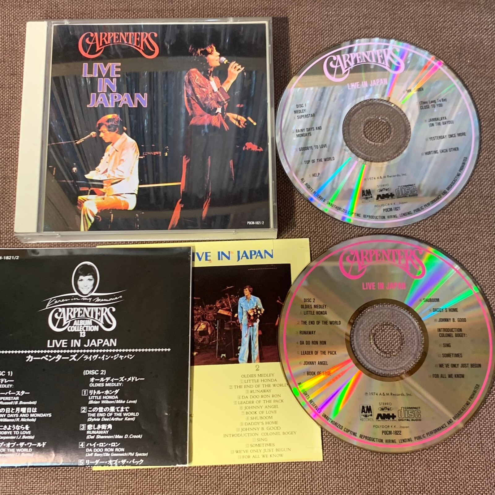 CARPENTERS Live In Japan JAPAN 2CD w/ PS + INSERT POCM-1821~2 1993 reissue