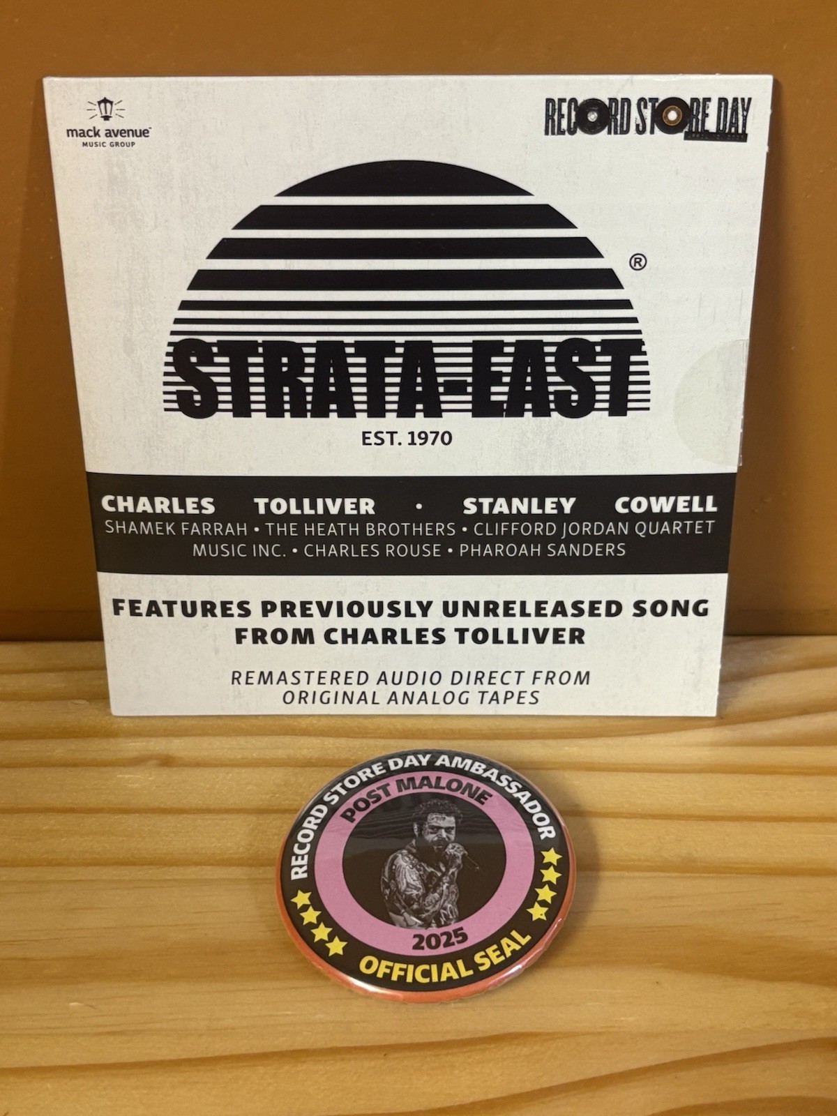 Post Malone Pin & STRATA-EAST 2025 RSD Record Store Day Compilation Promo CD NEW