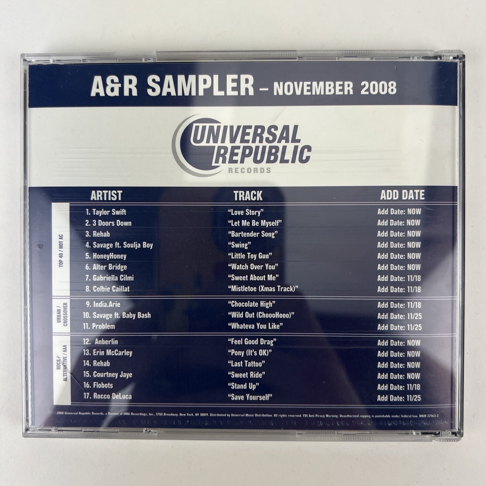 Lot of 4 Rare - Universal Republic Records A&R Music Sampler CDs - 2008/2009
