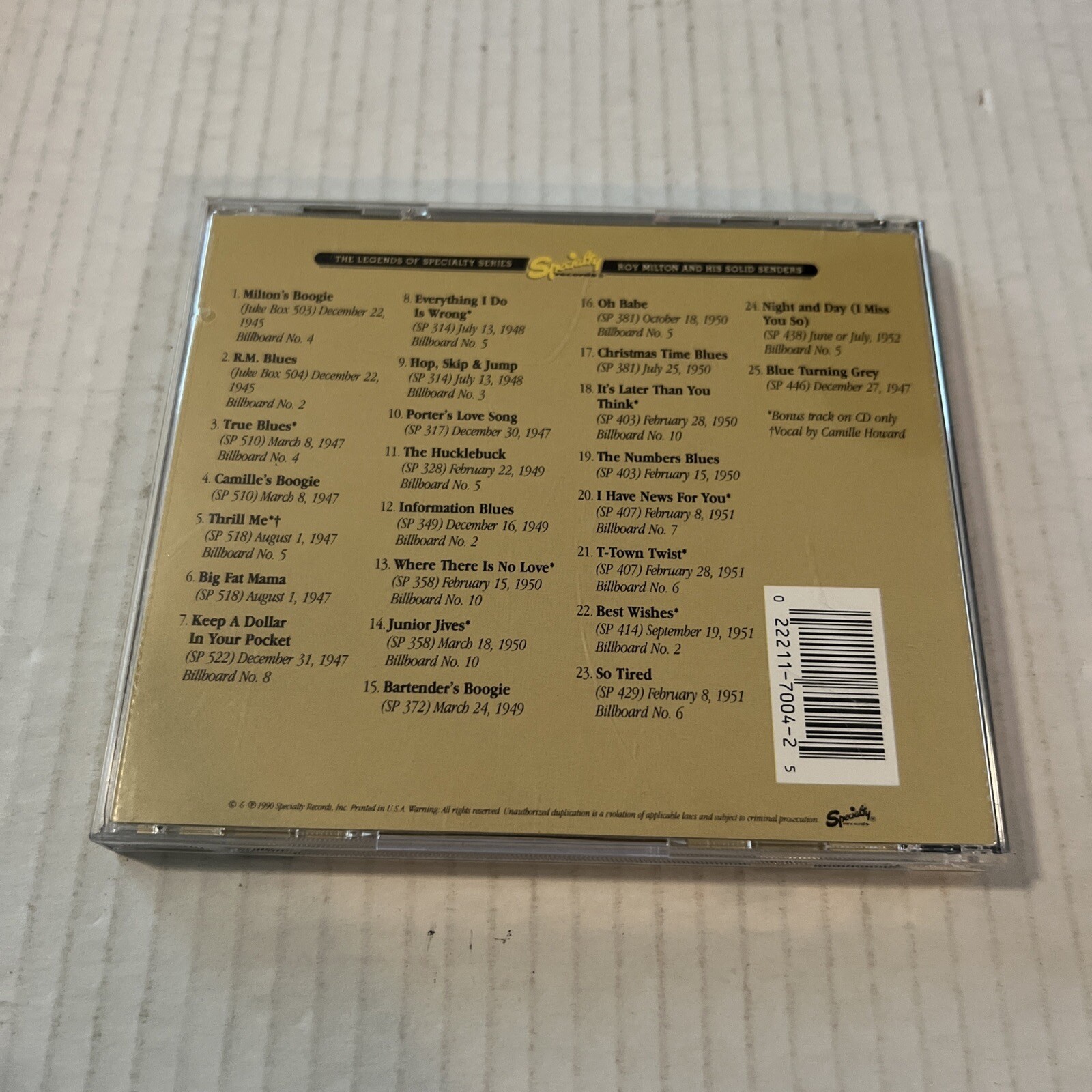 Roy Milton and His Solid Senders (Legends of Specialty Series) CD