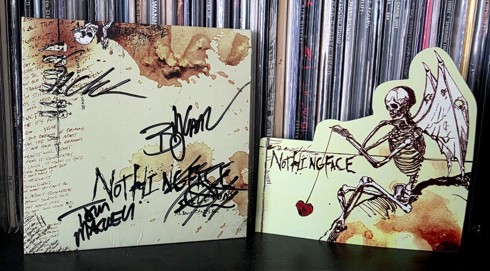 NOTHINGFACE " Skeletons " 3 Song Promo Signed All 4 W Die cut Sticker RIP Matt