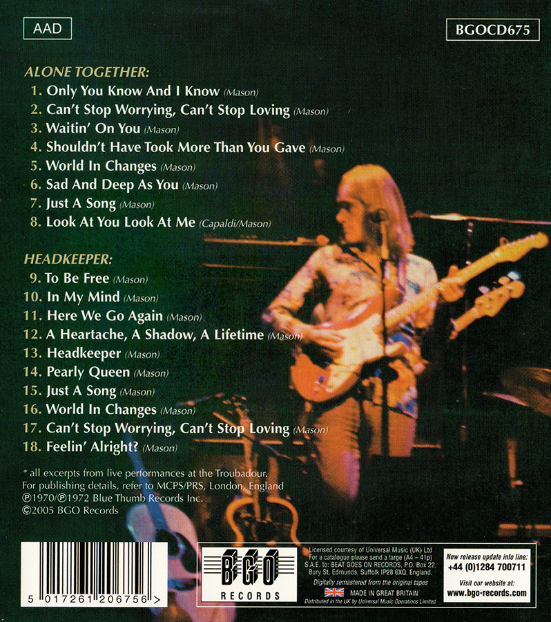 Dave Mason ~ Alone Together / Headkeeper CD 2005 BGO Records England •• NEW ••