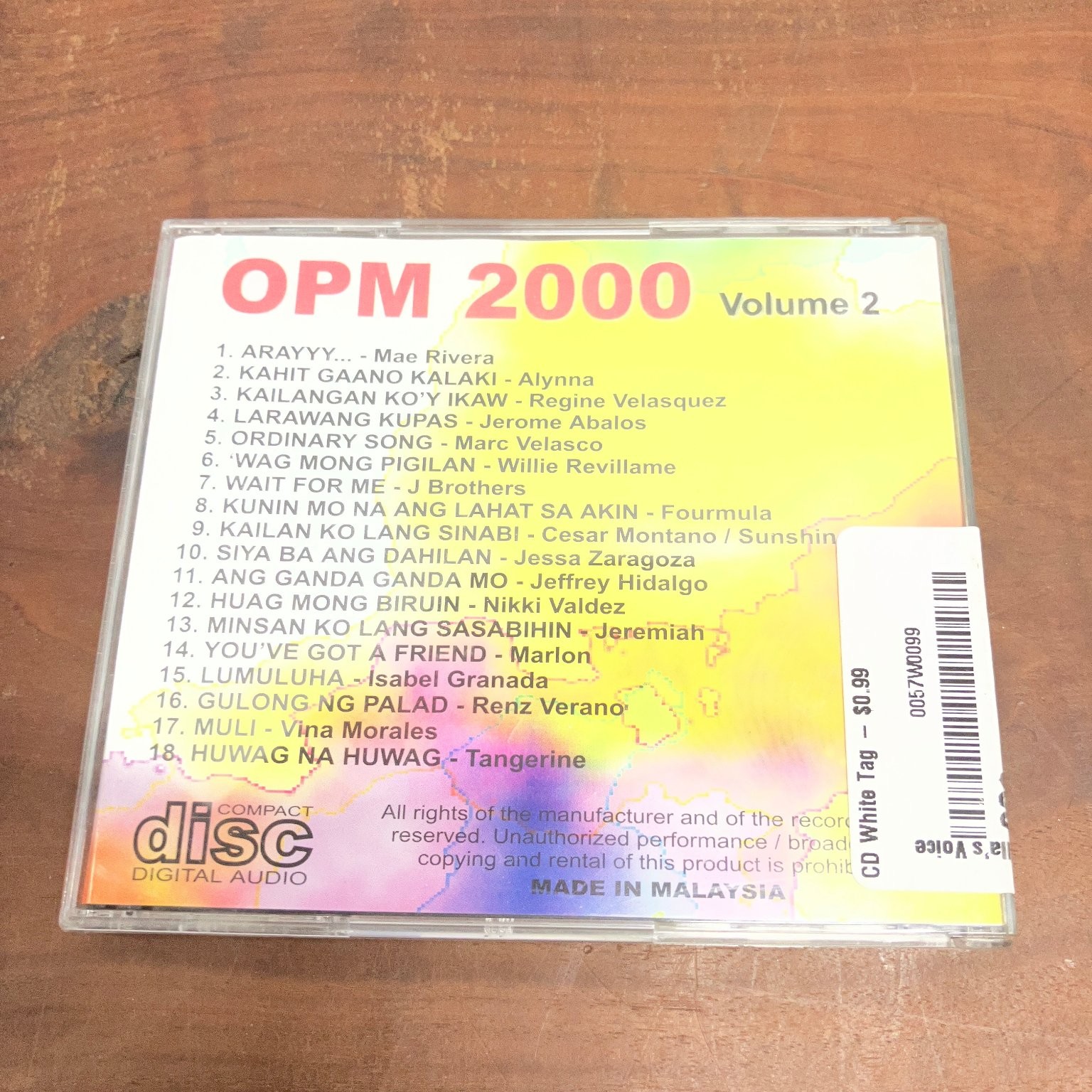 OPM 2000 Volume 2 CD Compilation Filipino Pop Music Malaysia AZ