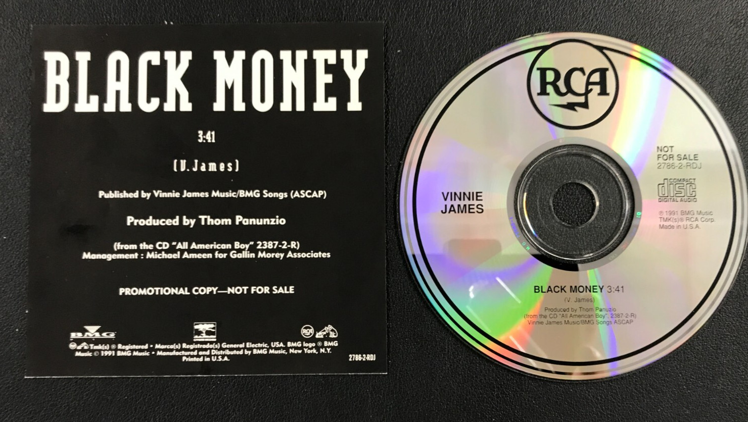 1991 Vinnie James: "Black Money" Single Promo CD RCA Records VTG w/Back Insert!