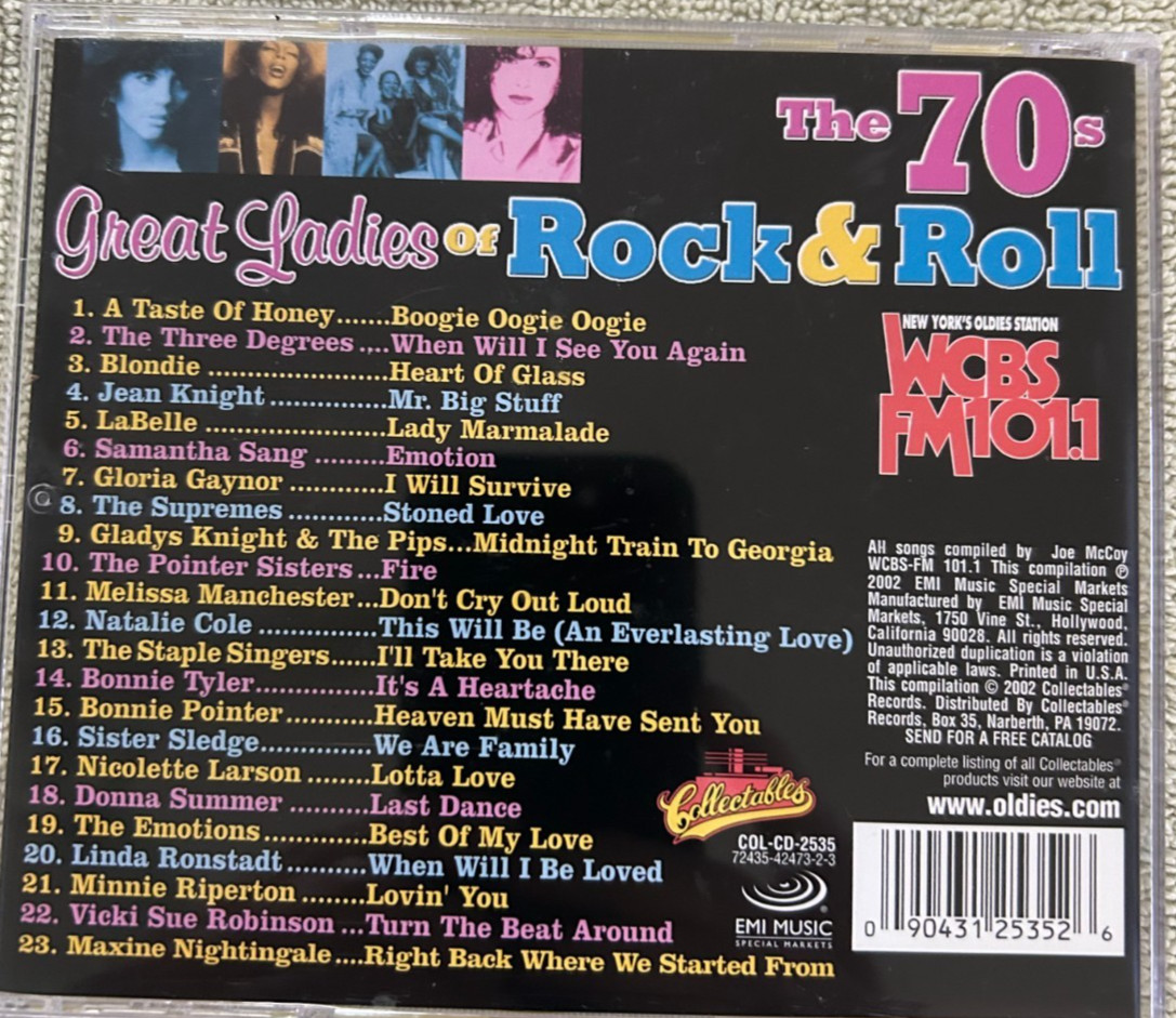 WCBS-FM101.1 "GREAT LADIES ROCK & ROLL: THE 70'S " Collectables COL-CD-2535