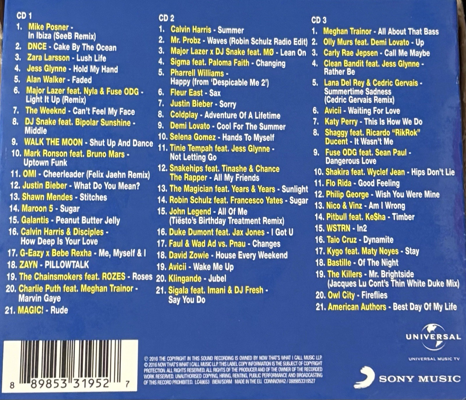 VARIOUS "NOW THAT'S WHAT I CALL SUMMER HITS" NEW ORIGINAL 2016 UK3CD SET