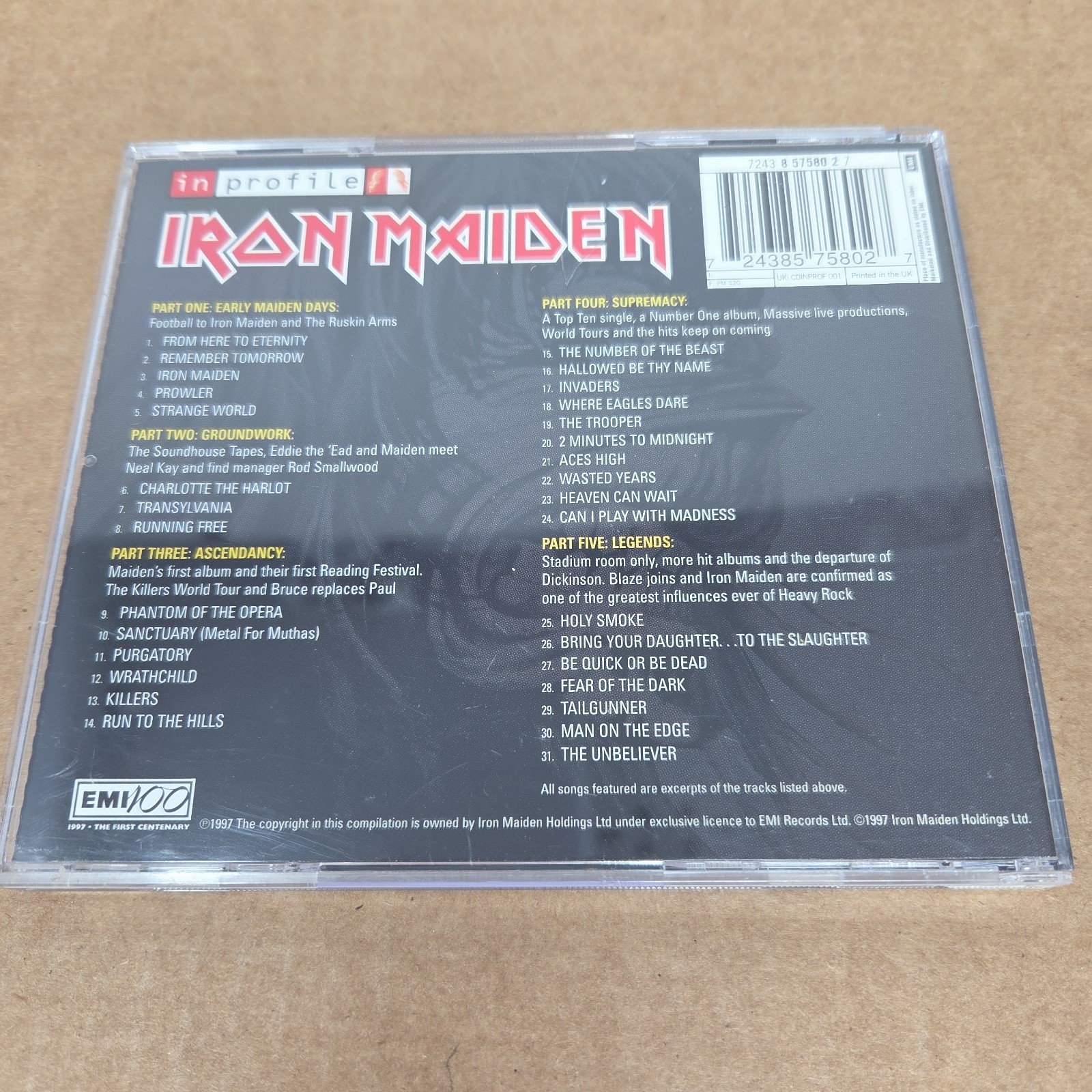 Iron Maiden - In Profile (Interview Disc UK 1997) CD Rare Ex/Ex