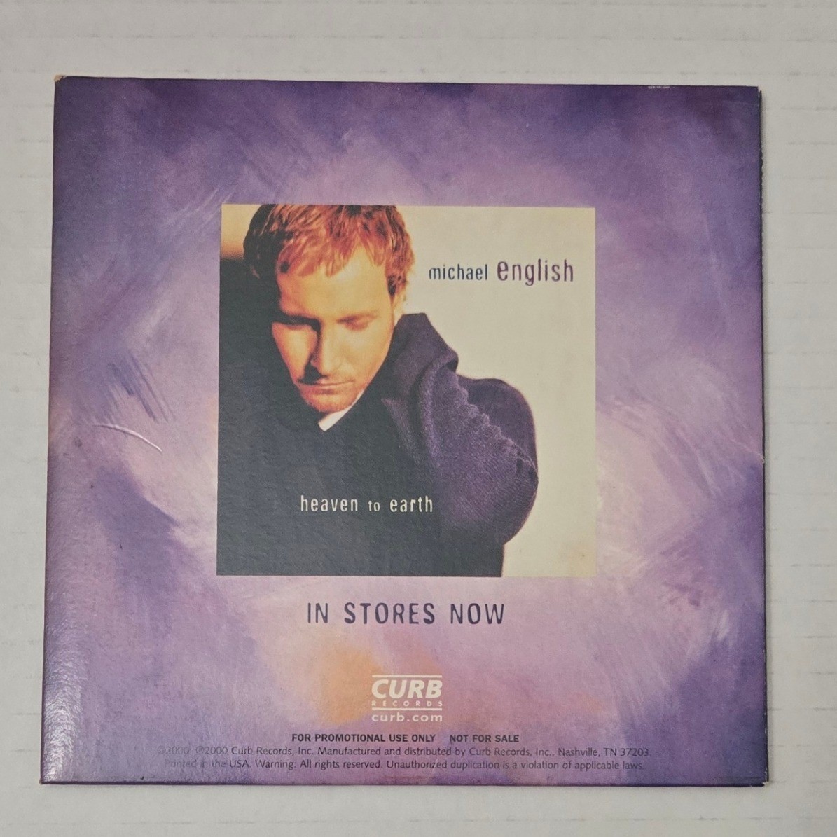 Vintage 2000 Michael English Heaven to Earth Promo CD Gospel Curb Records USA