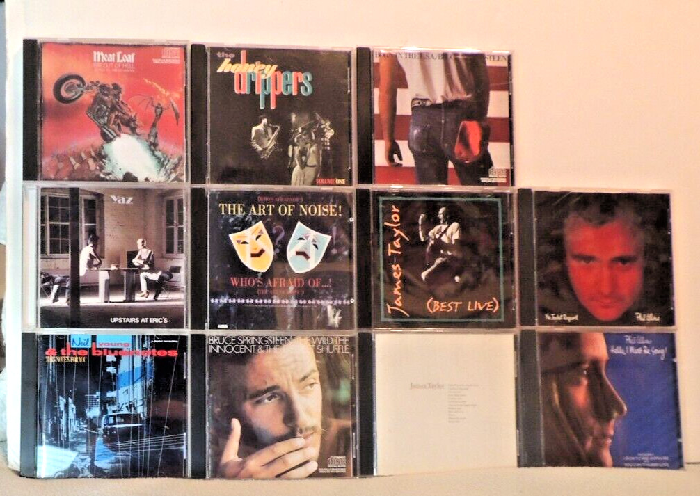 1970's/80's Rock 11 CD lot; Bruce S.(2), P. Collins(2), Meat Loaf, J. Taylor(2)