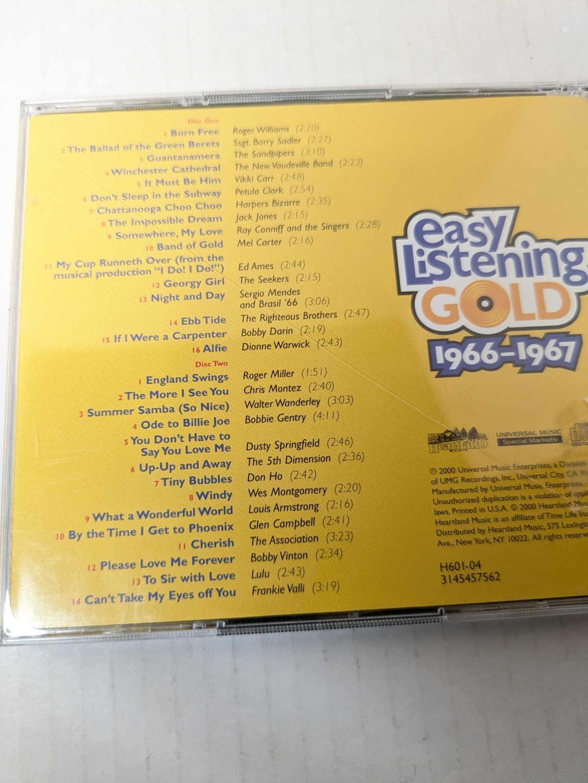 Easy Listening Gold 1966-1967 2 discs CD 30 Tracks 1960s POP Heartland Tested