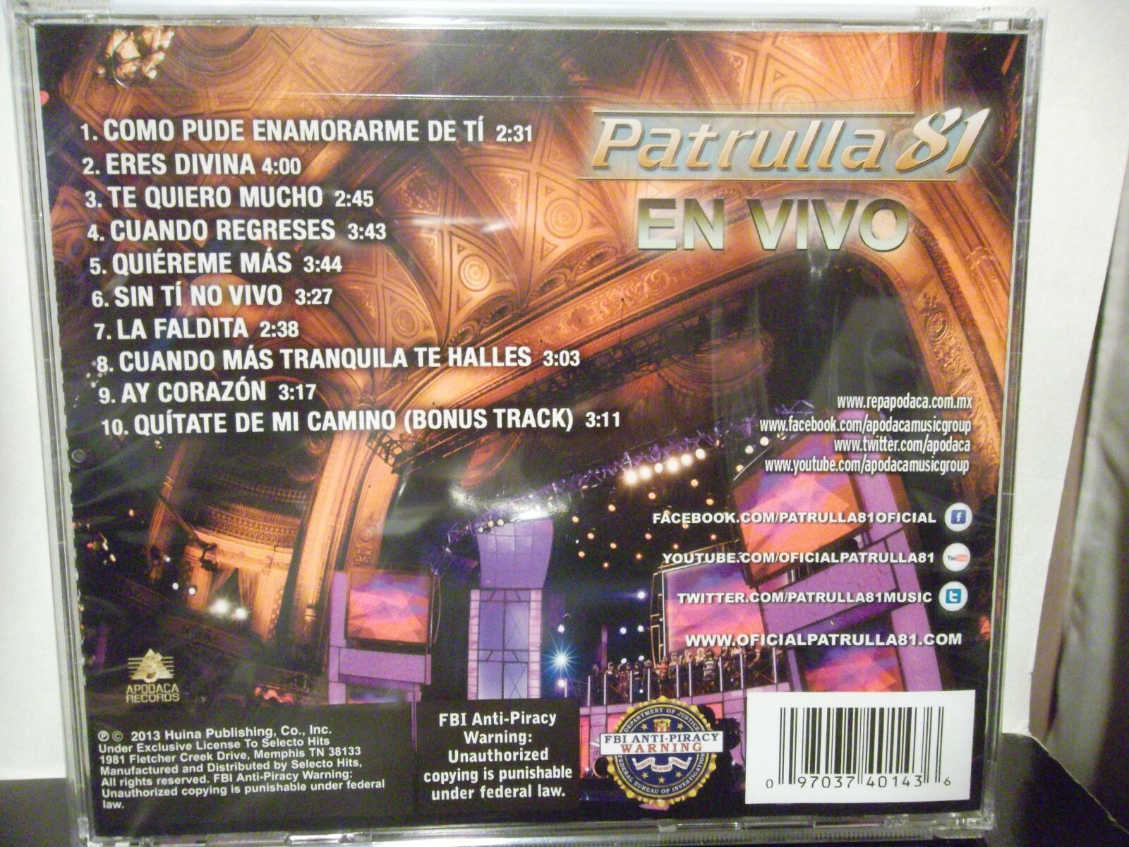 En Vivo by Patrulla 81 (CD, 2013, Select-O-Hits)