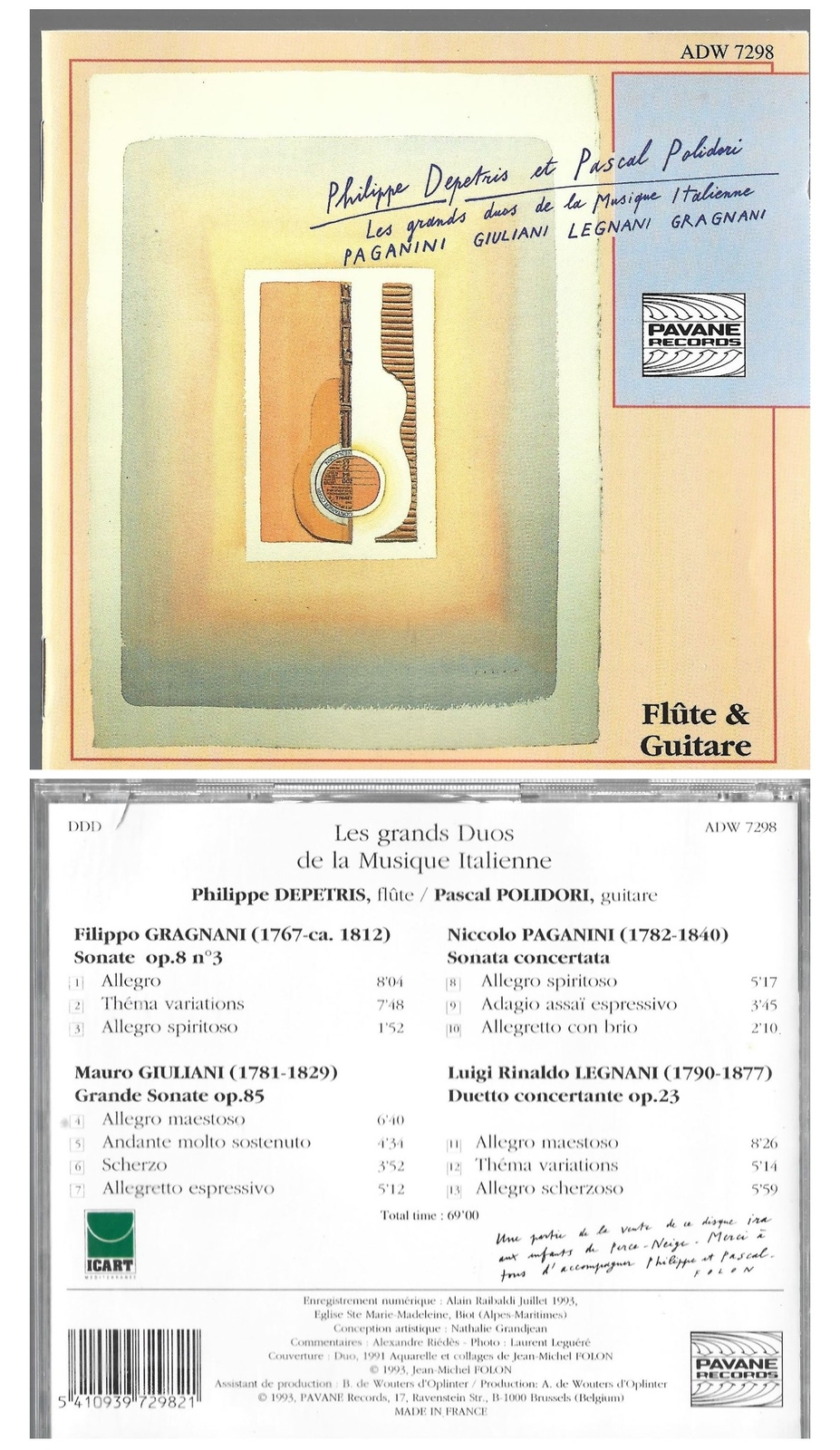 Polidori & Depetris Italian Music Flute & Guitar Great Duets CD Mint