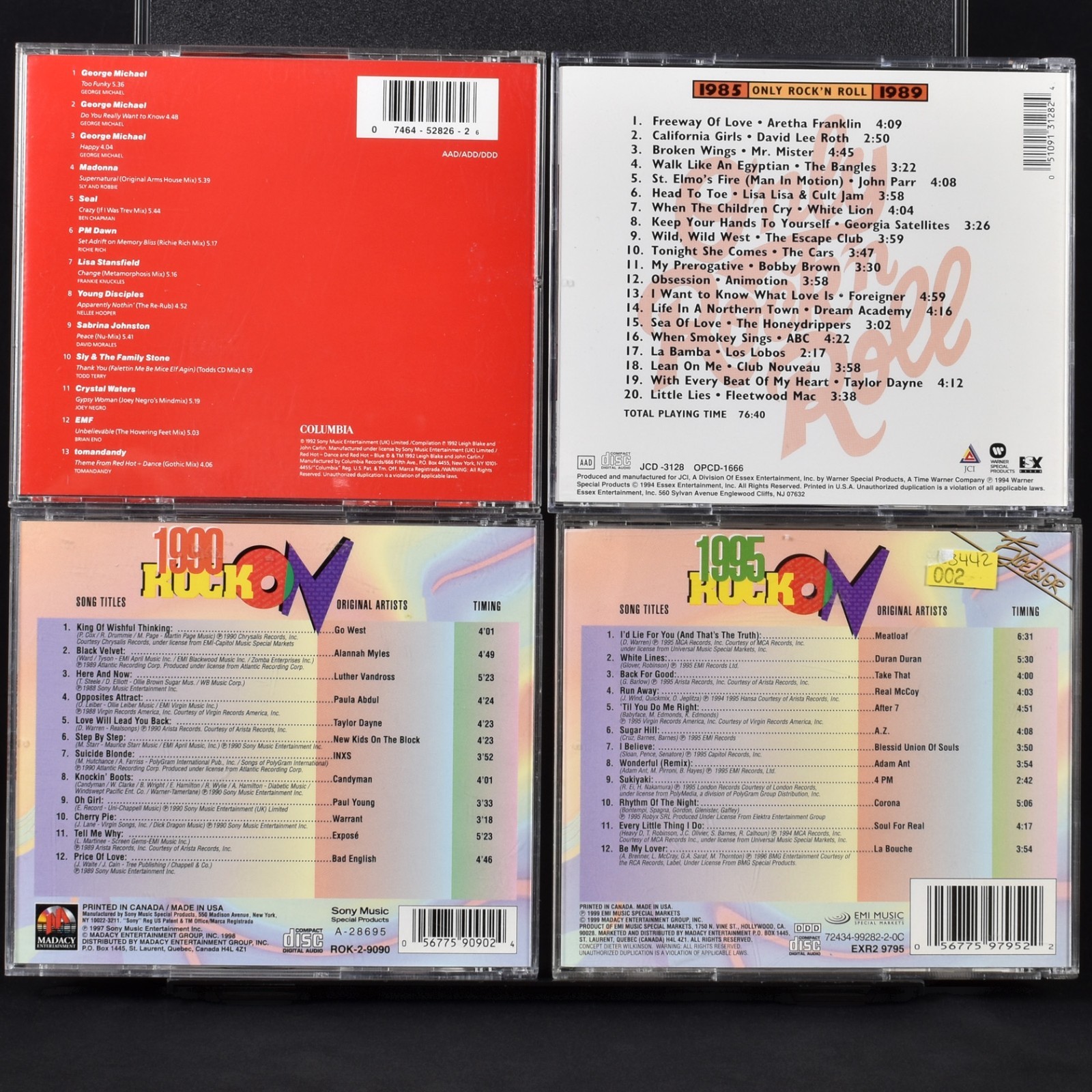 4 CD Lot 80s 90s Compilation Various Only Rock On 1990 95 Only 985-1989 Red Hot