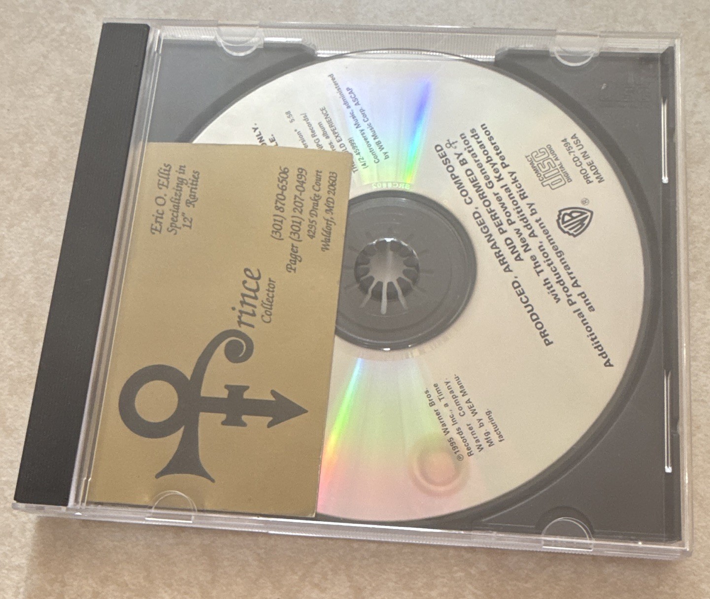 Prince “Hate U” Promo CD Single RARE Warner Bros PRO-CD-7594 Not For Sale