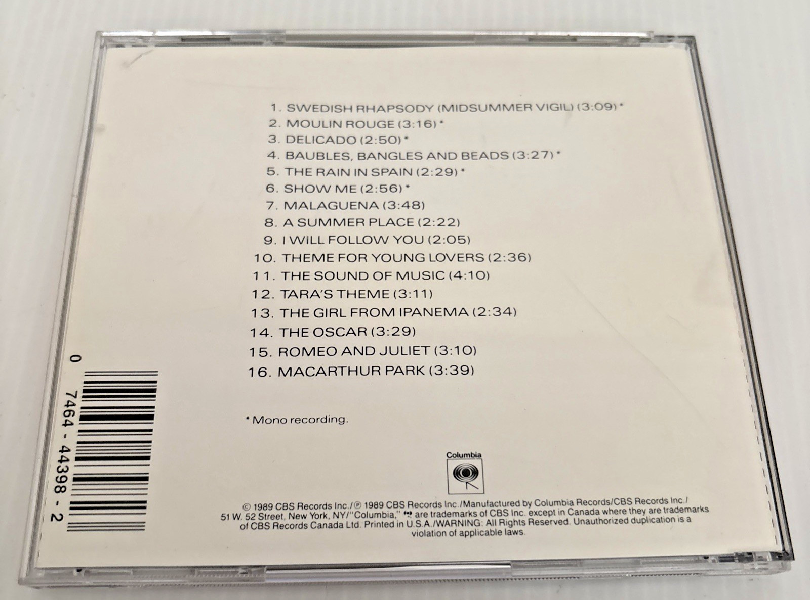 16 Most Requested Songs by Percy Faith (CD, 1989) Pre-Owned