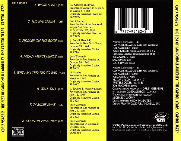 The Best of CANNONBALL ADDERLEY The Capitol Years CD New/Sealed Joe Zawinul NEW