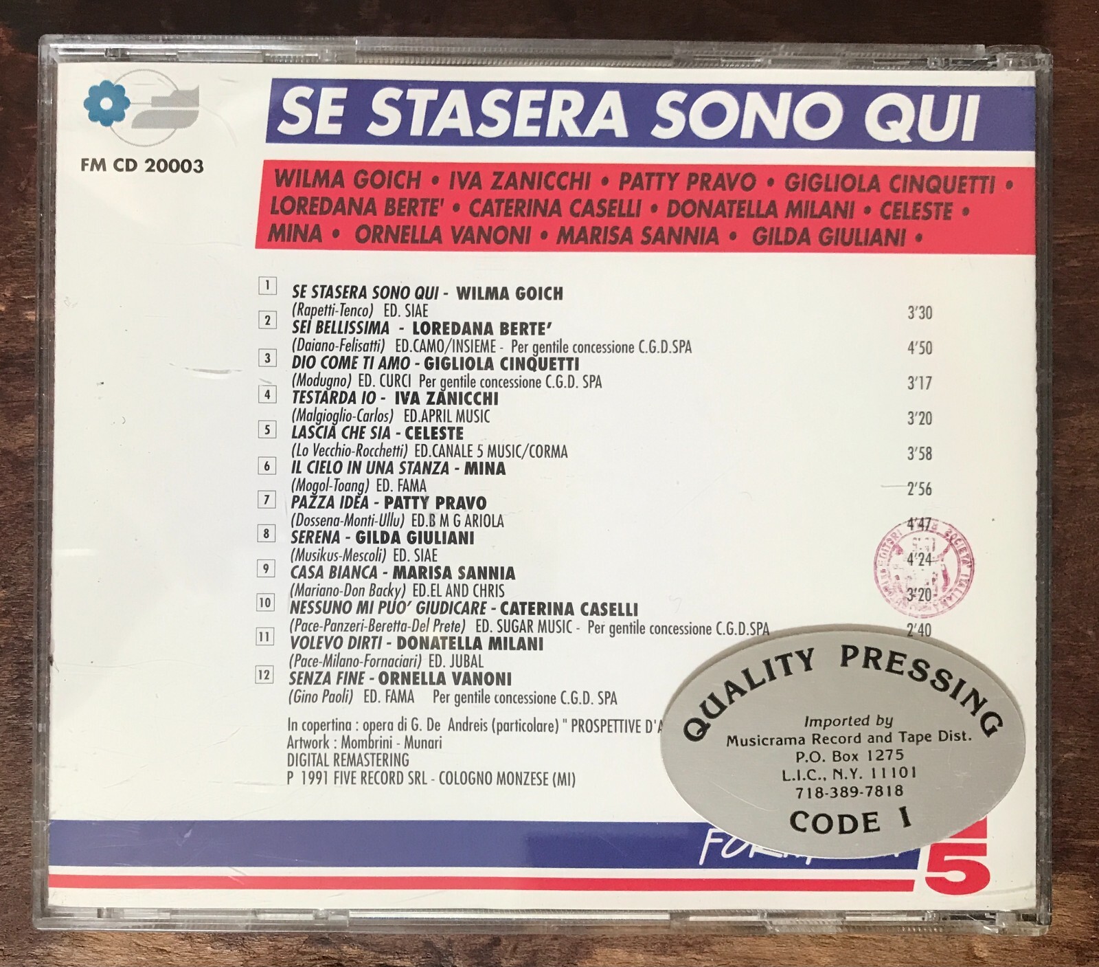 SE STASERA SONI QUI Patty Pravo Gilda Giuliani Wilma Goich ITALIAN IMPORT NM CD