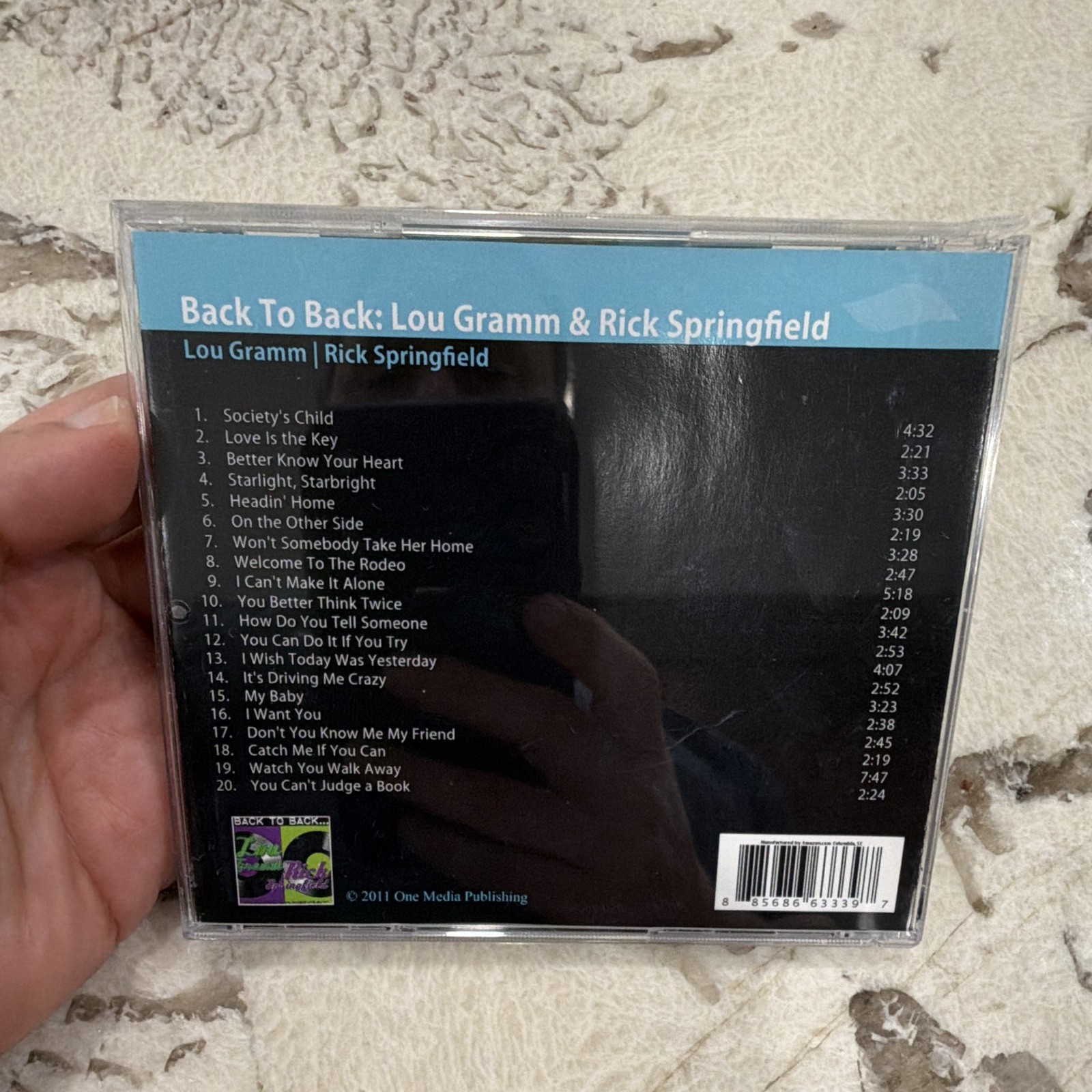 Lou Gramm Rick Springfield Back To Back... CD 2011 One Media Publishing Rock