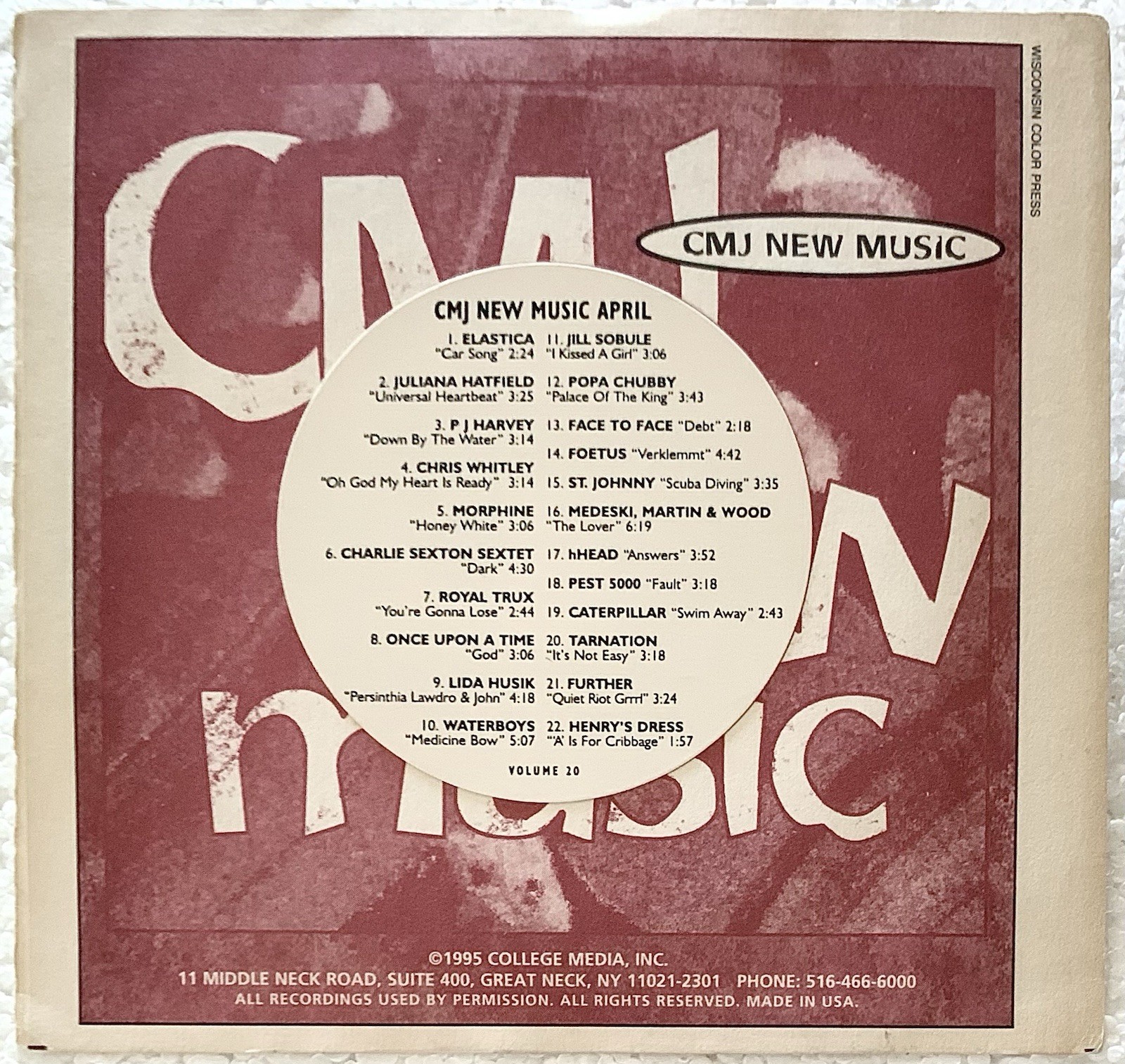 CMJ-New Music June Sampler-Volume 20 (1995) Sampler Promo-22 Tracks