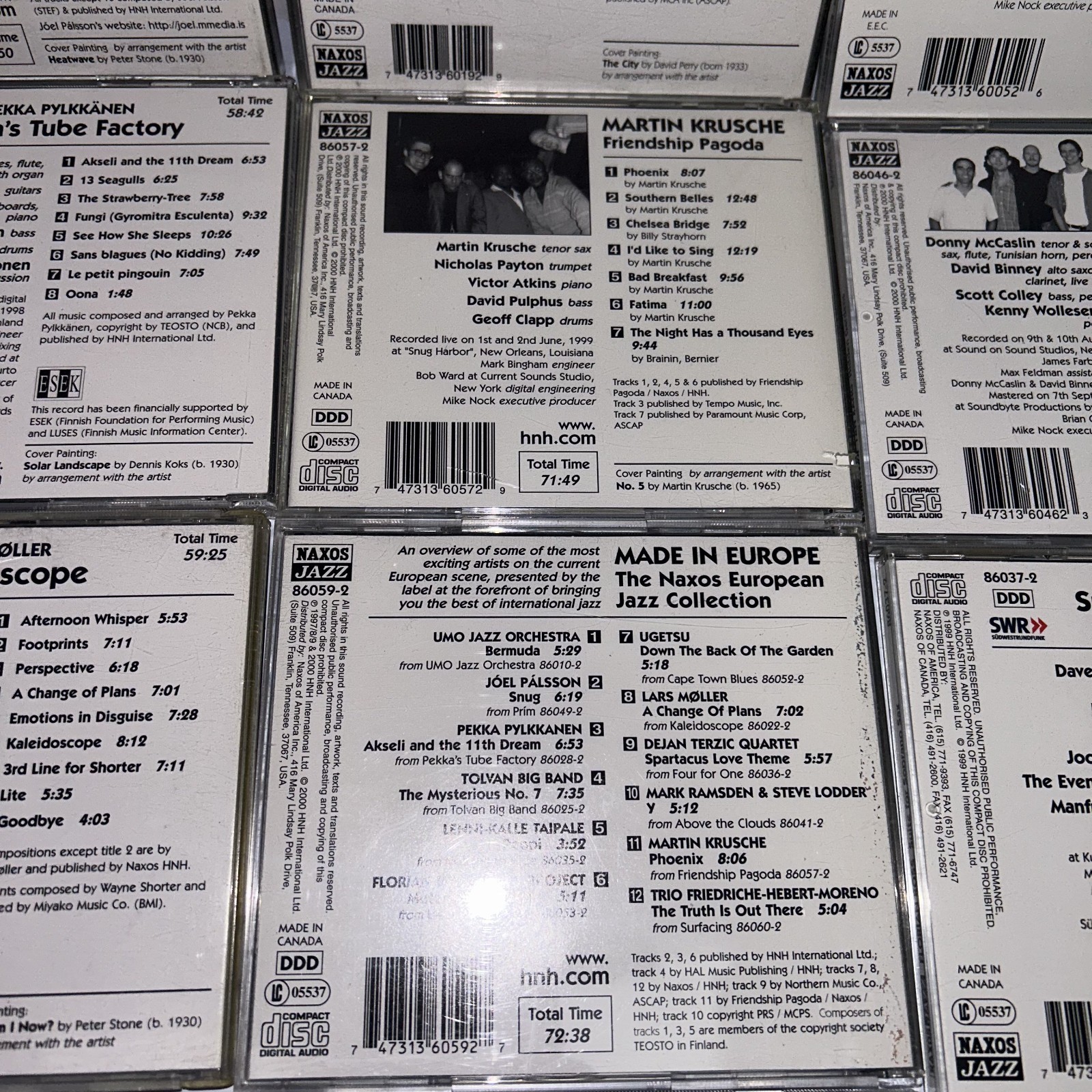 Naxos Jazz CD Lot of 10 - European Collection Palsson Nock Krusche Ross Carrier
