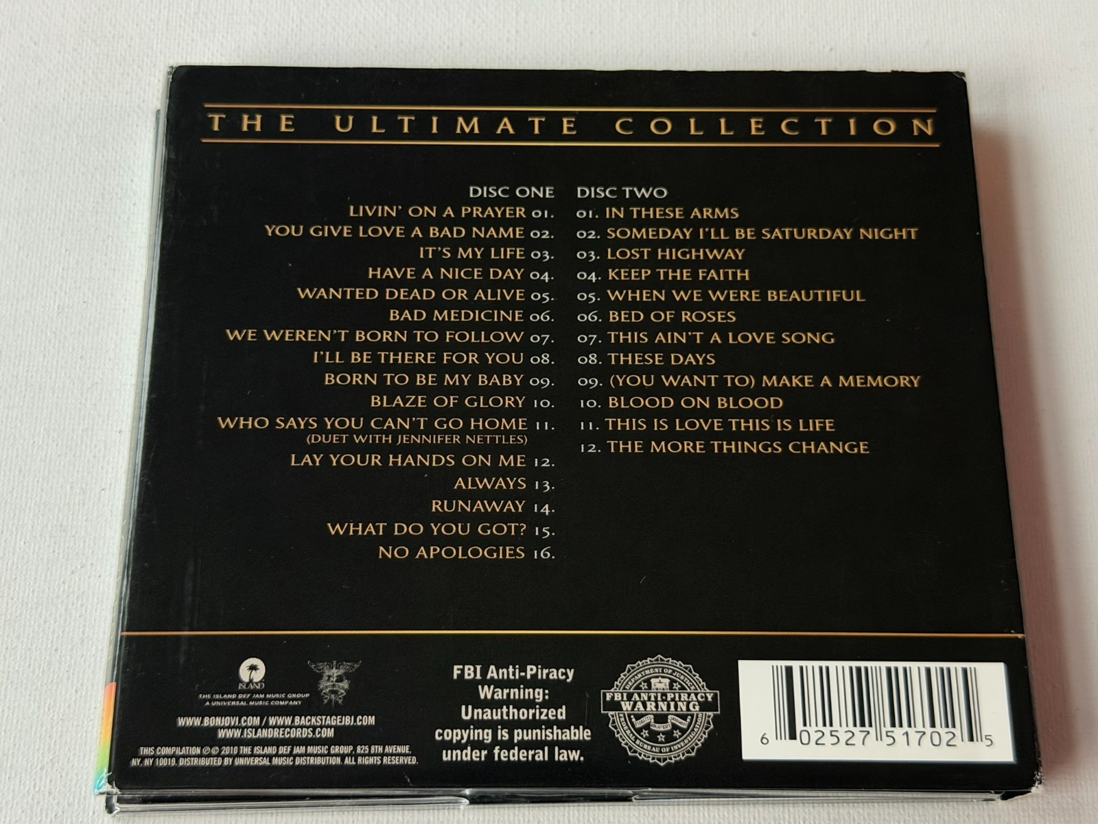 Bon Jovi - Greatest Hits The Ultimate Collection - 2 CD Set - LNC - 38 Songs