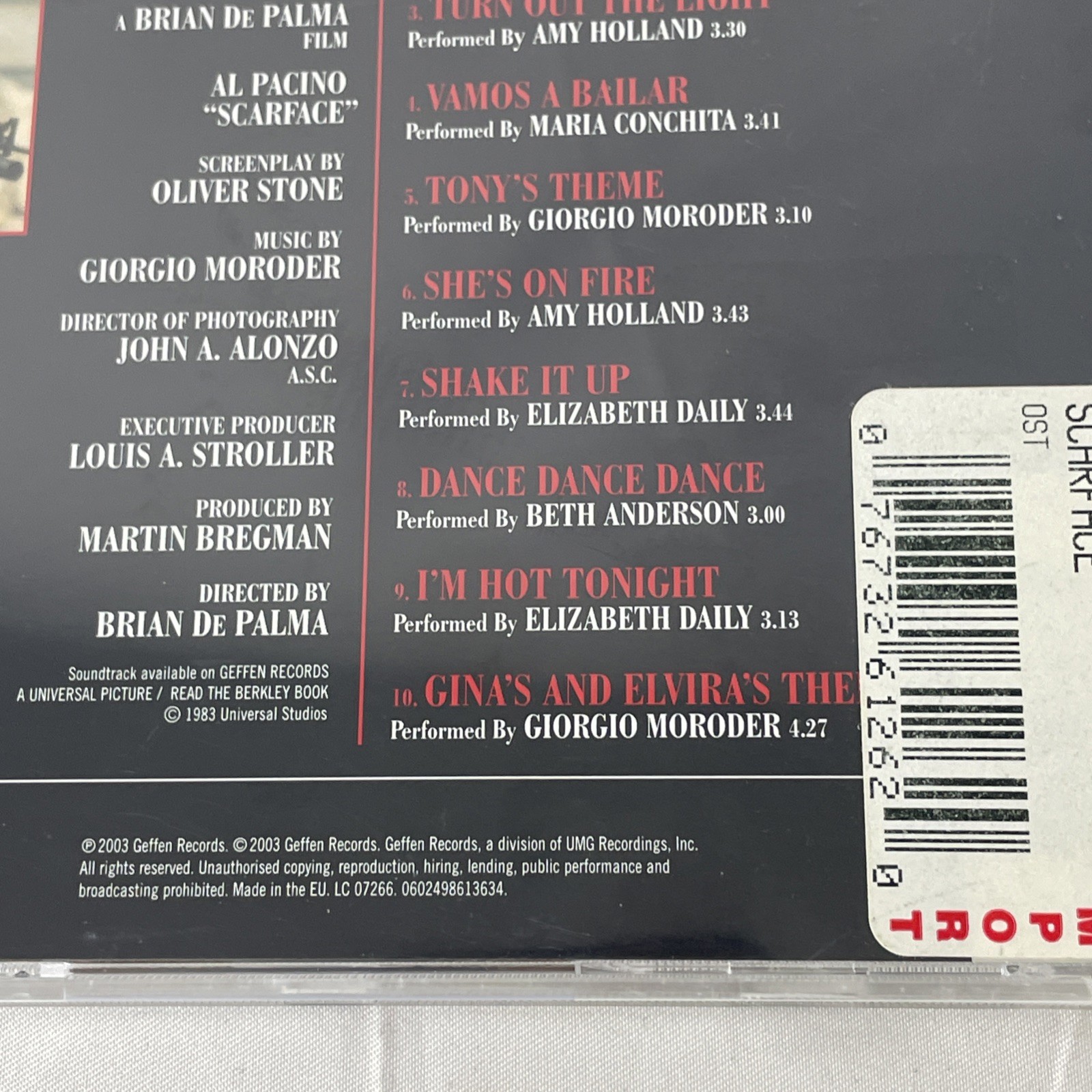 Various - Scarface - Various CD 1983 Elizabeth Daily, Deborah Harry Oop Tested