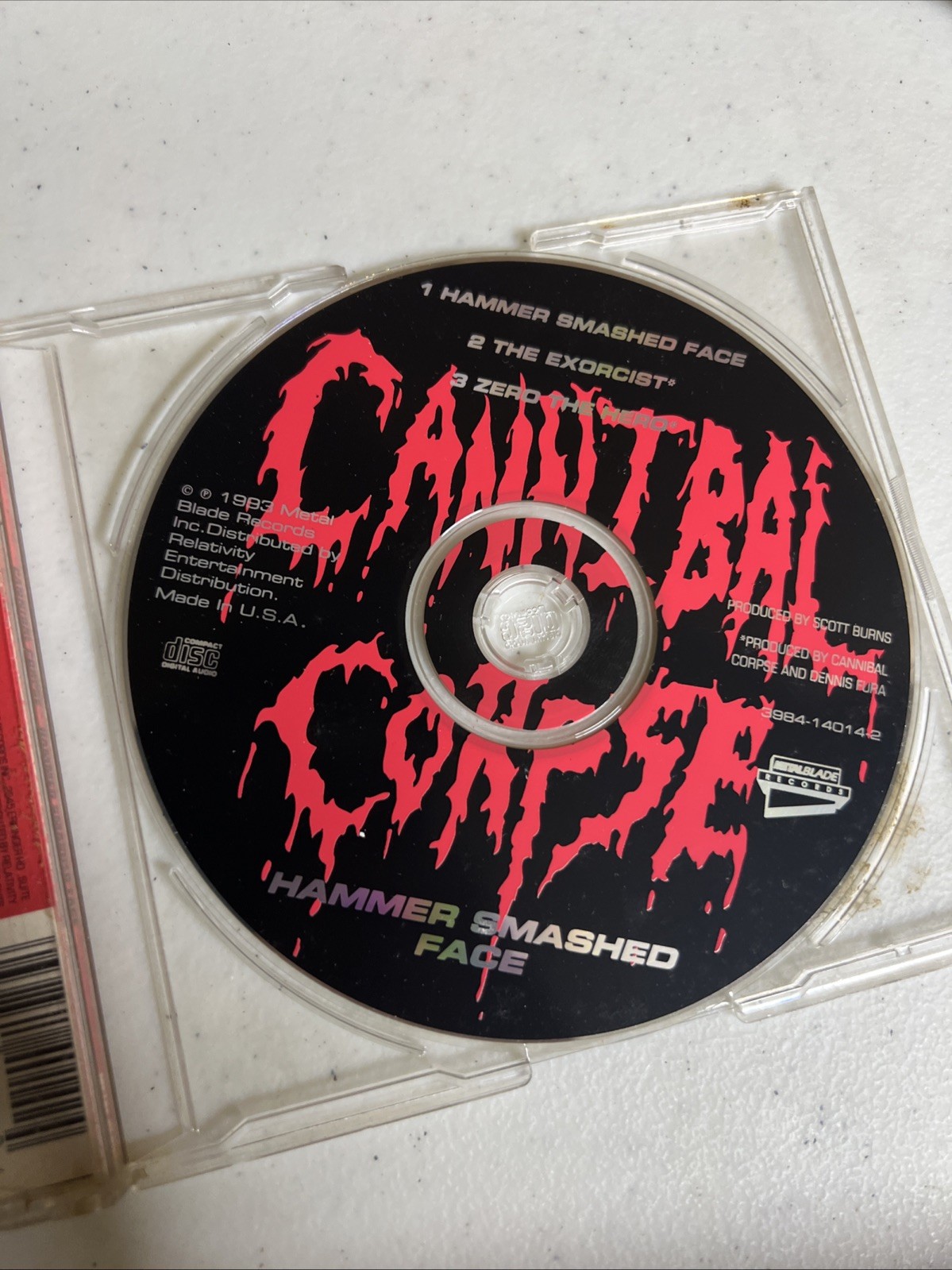Cannibal Corpse Hammer Smashed Face Cd 1993 Single w/ genuine cigarette smell