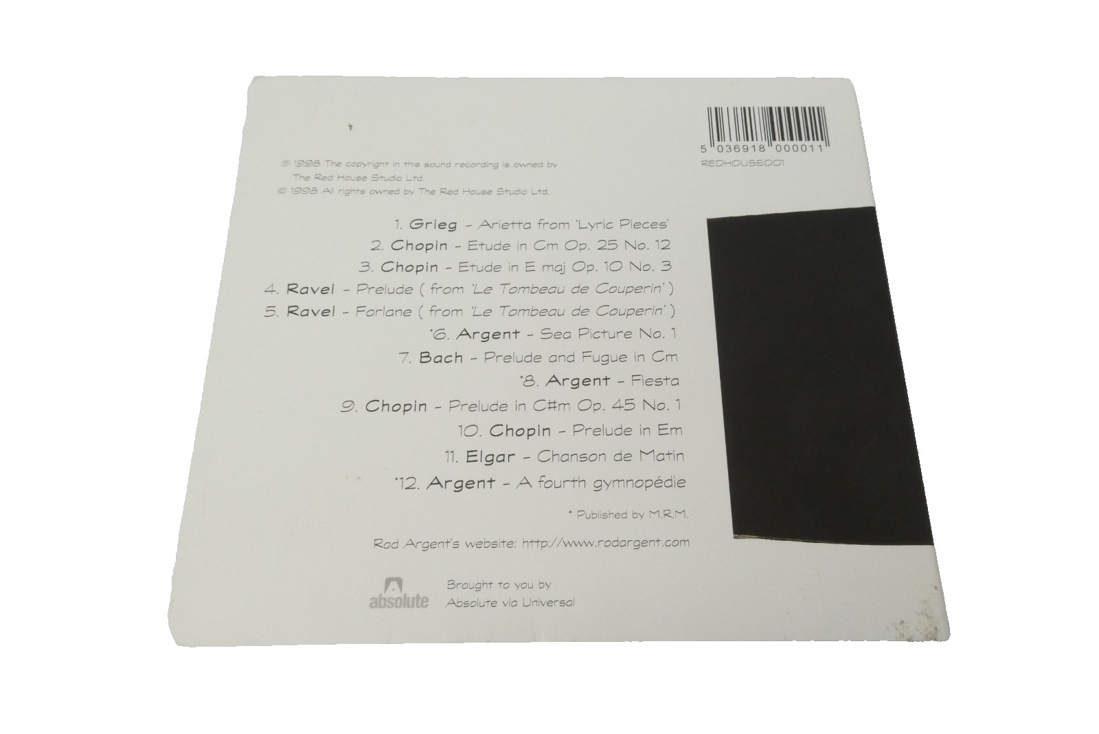 Rod Argent Classically Speaking CD 1998 Piano Classical Red House Studio