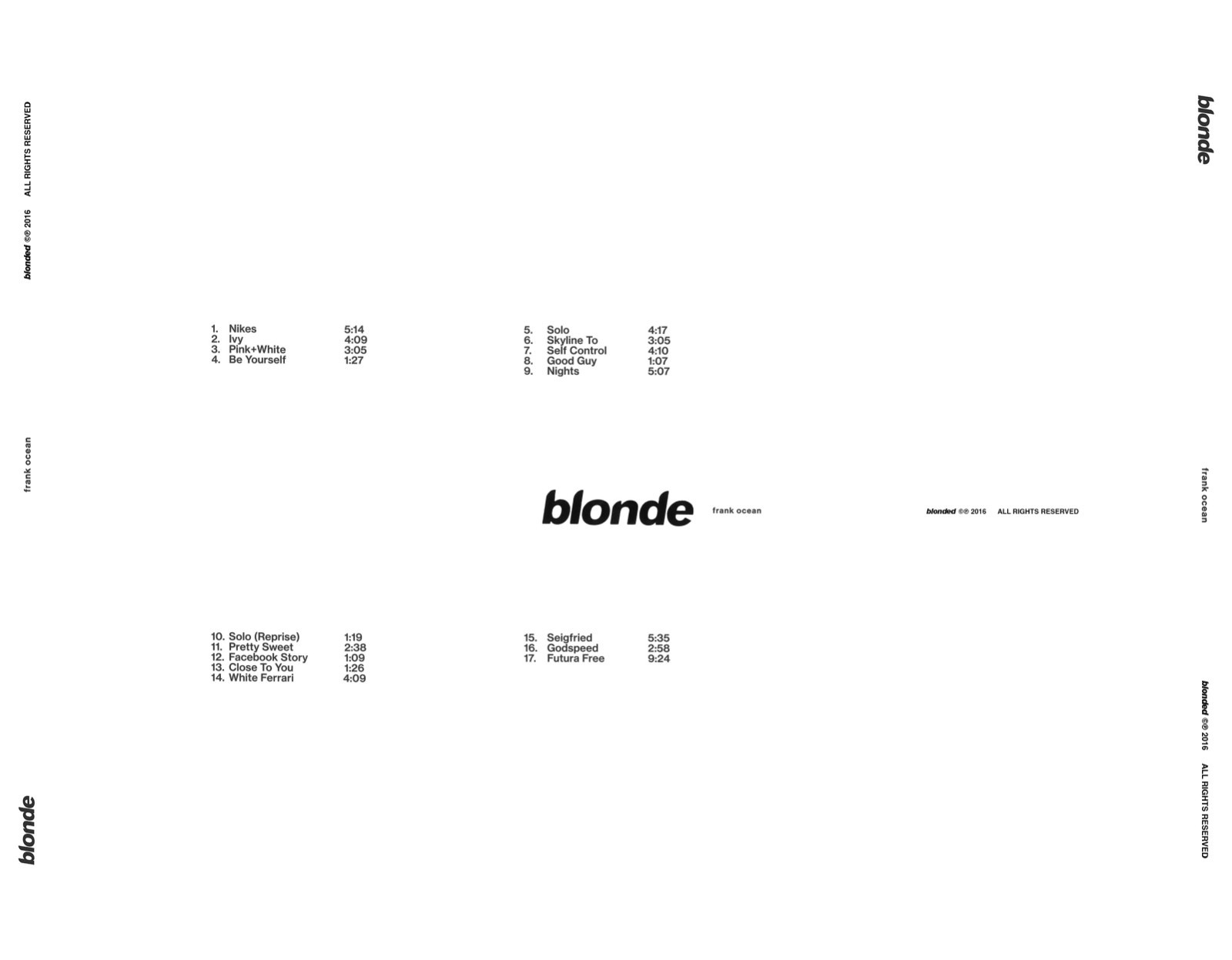 Frank Ocean - Blonde CD Album (blonded, 2016) Alternative R&B