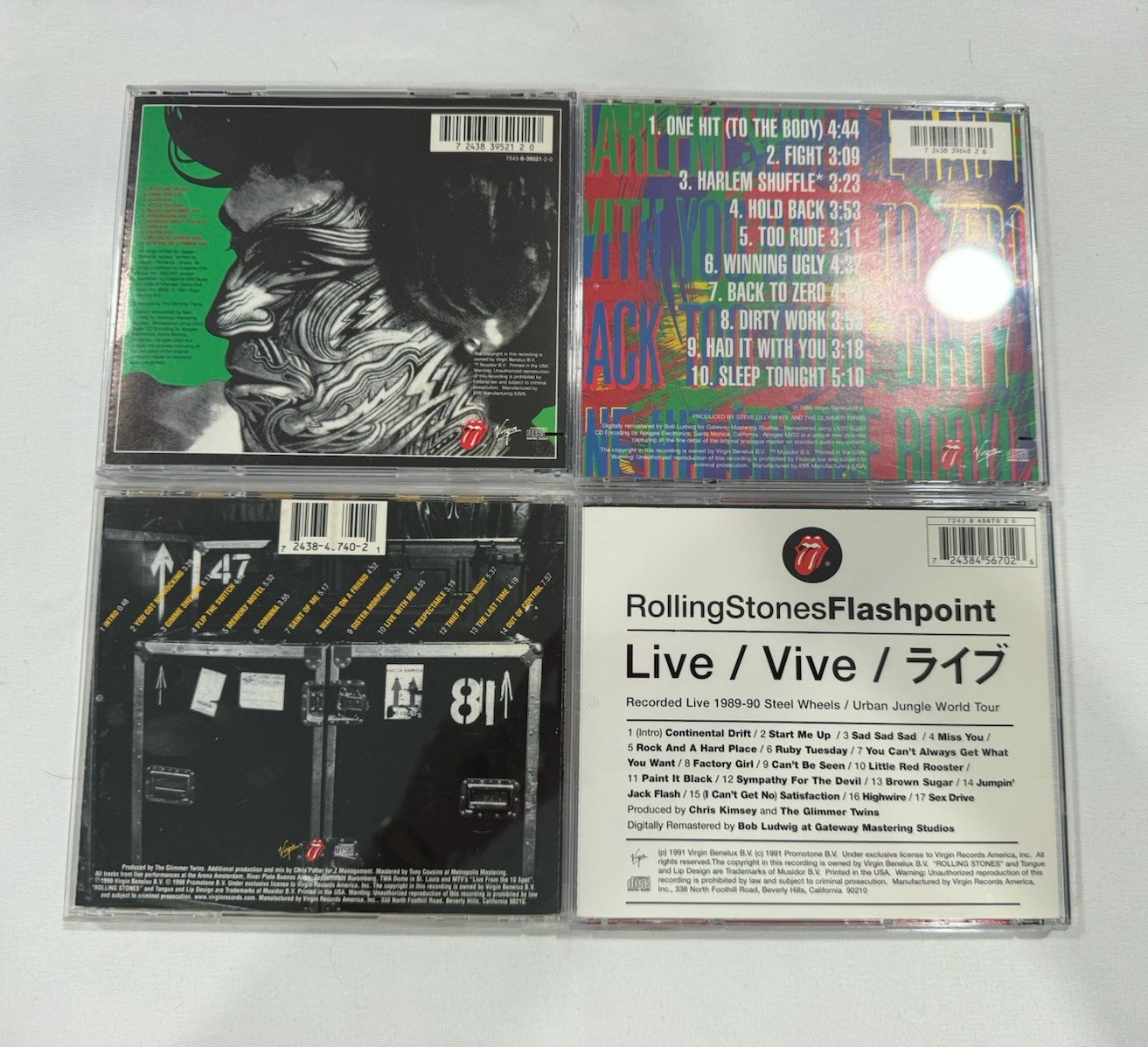The Rolling Stones 4 CD Lot Tattoo You Dirty Work Flashpoint No Security
