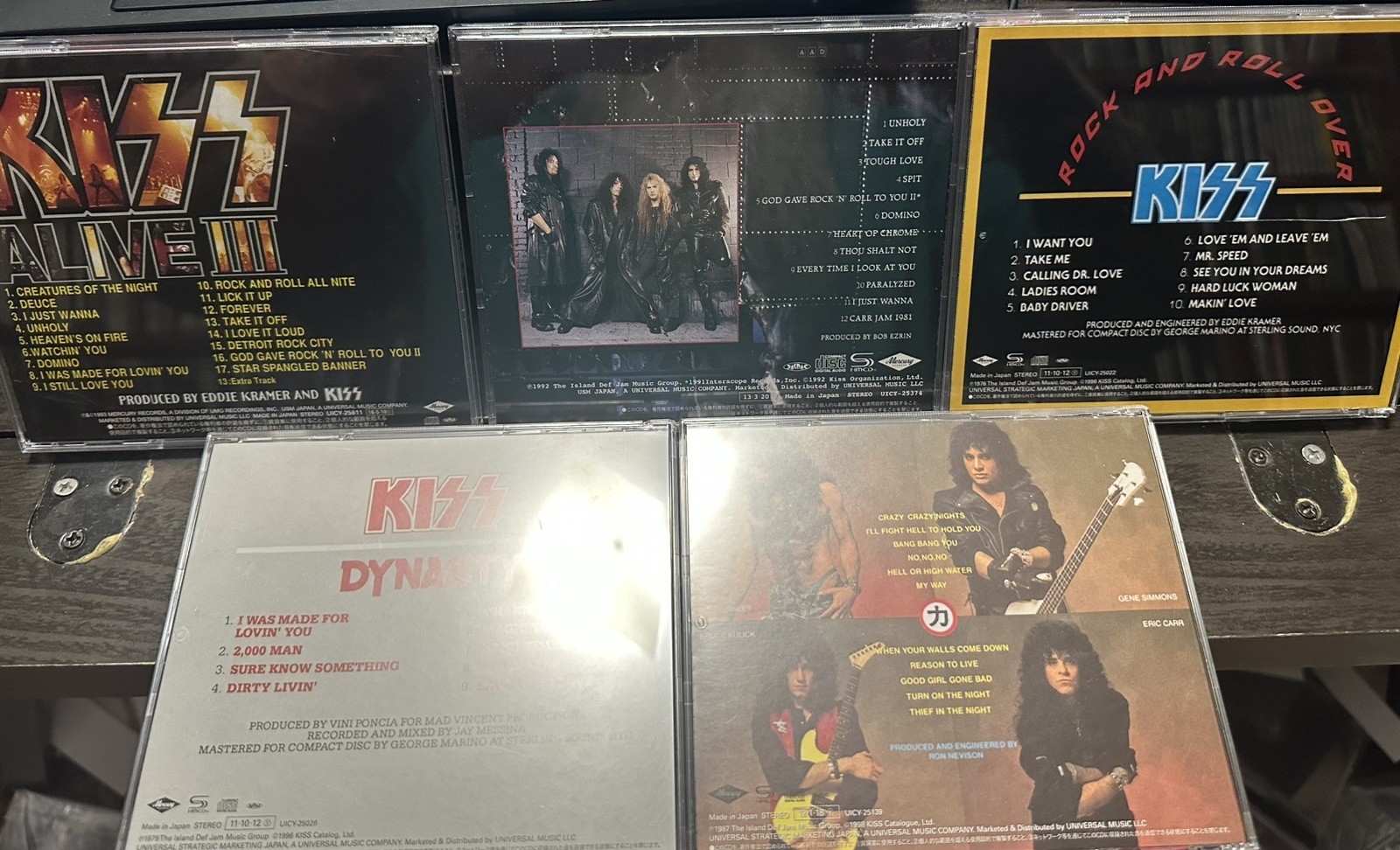 KISS-JAPAN IMPORT CD LOT-MINT-ALIVE 3,REVENGE,CRAZY NIGHTS, RnR OVER,DYNASTY