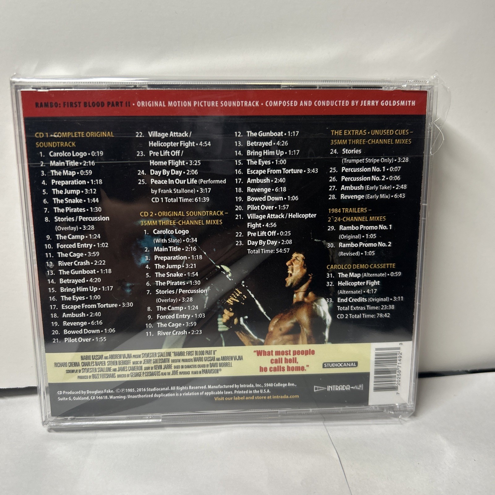 RAMBO: First Blood Part II (1985) Soundtrack Score Jerry Goldsmith 2x CD Sealed