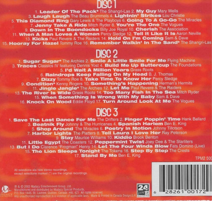 Happy Days of the 60's NEW! 3 CDS 50 Best of Hits Original Artist