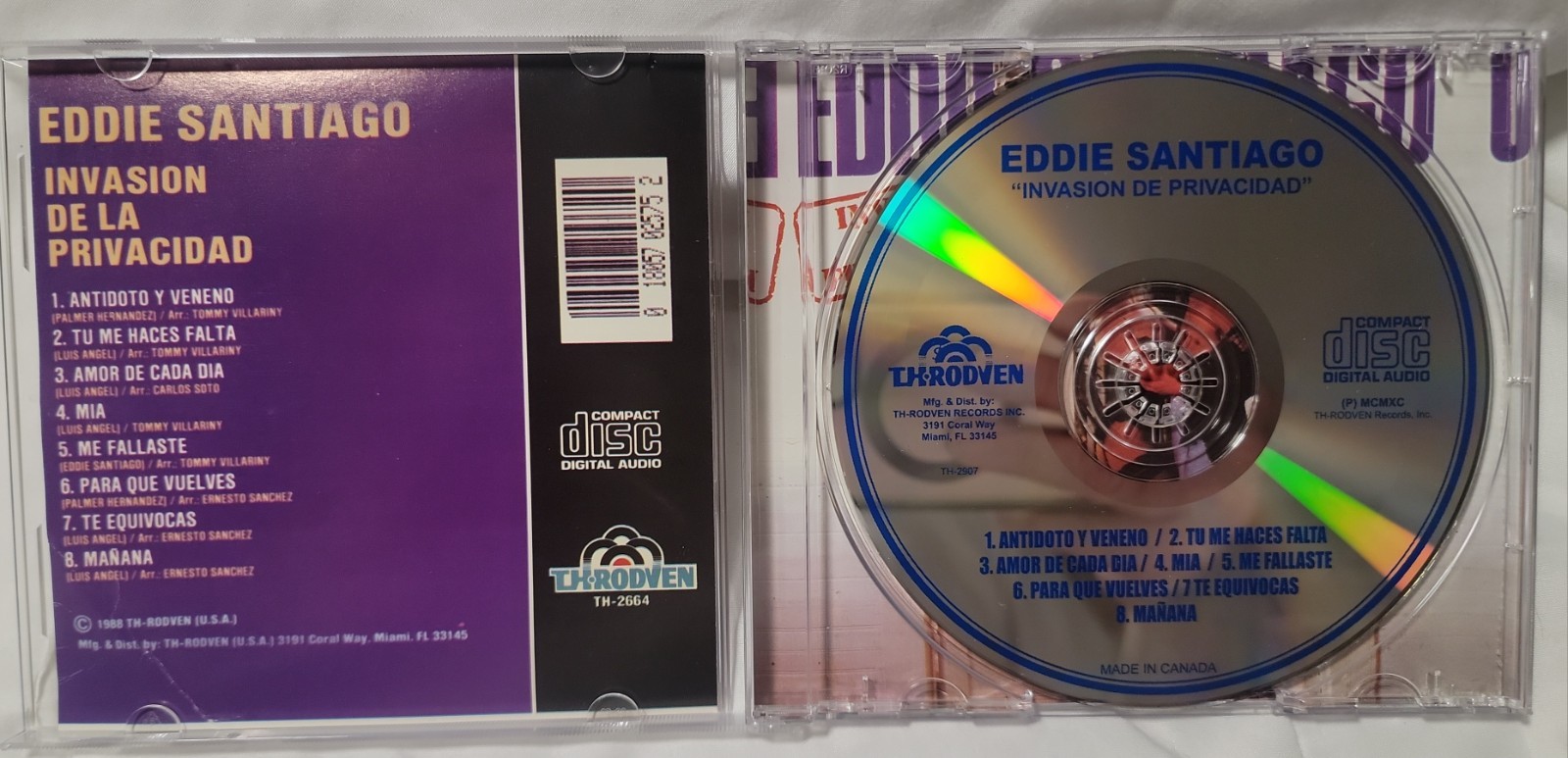 Eddie Santiago - Invasion de la Privacidad (CD, 1988) Latin, TH-Rodven TH-2664