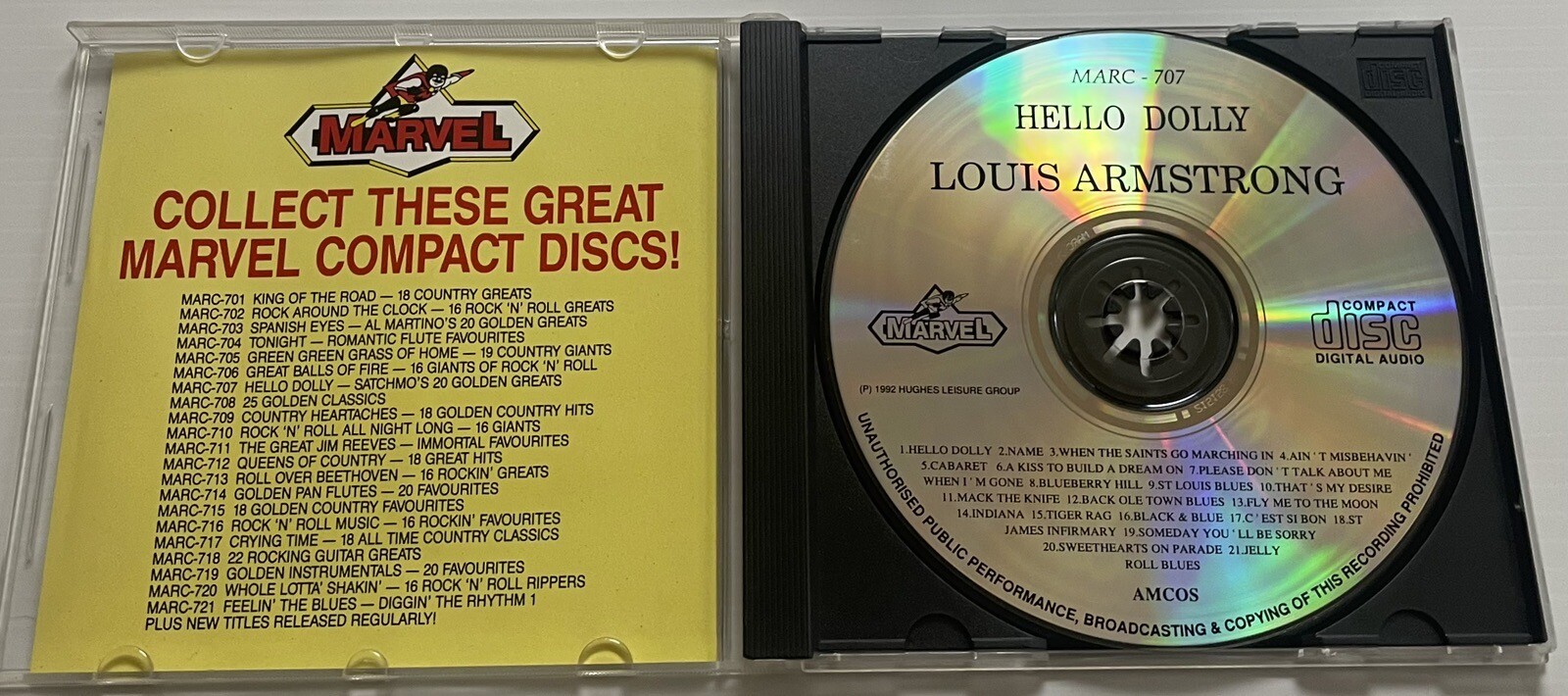 Louis Armstrong Hello Dolly Satchmo’s 20 Golden Greats CD Compact Disc Marv 1992
