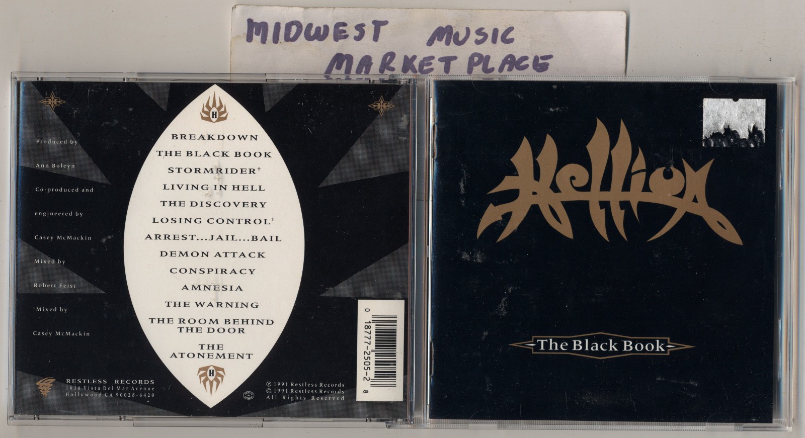 Hellion - The Black Book - Rare Original OOP Heavy Thrash Metal CD - Atonement