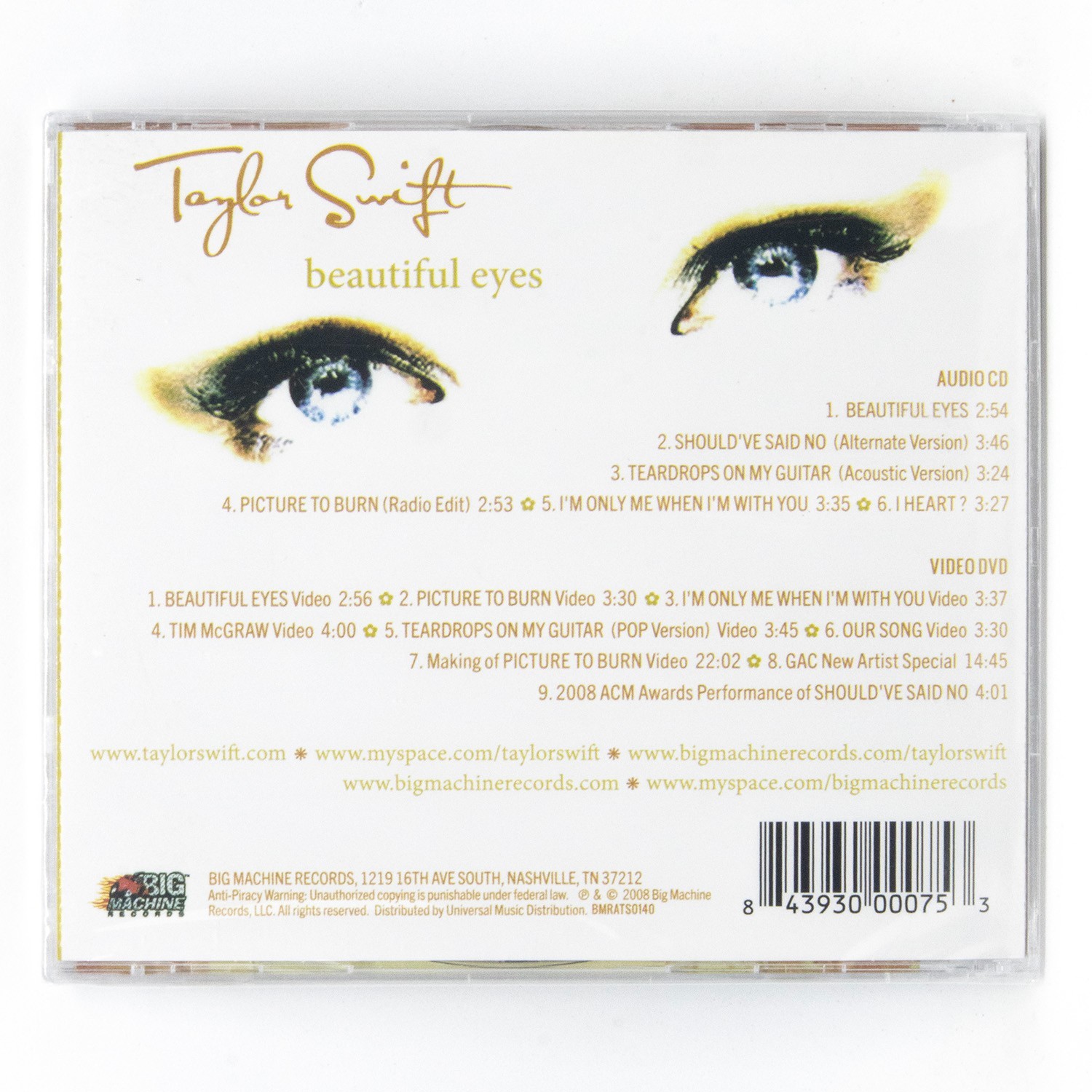 Taylor Swift Beautiful Eyes Walmart CD+DVD Limited Edition 2008 SEALED NEW