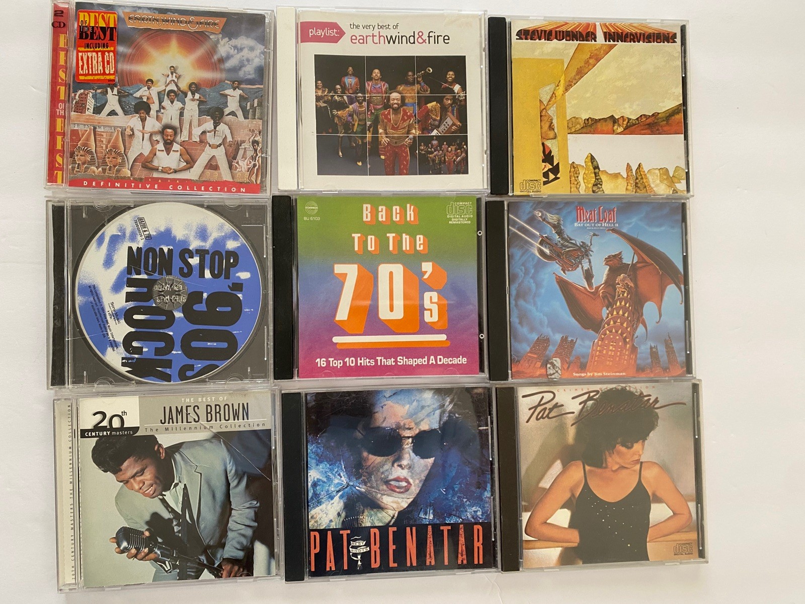 LOT OF CDJAMES PAT BENETAR,EARTH WIND FIRE, JAMES BROWN, MEATLOAF,MORE