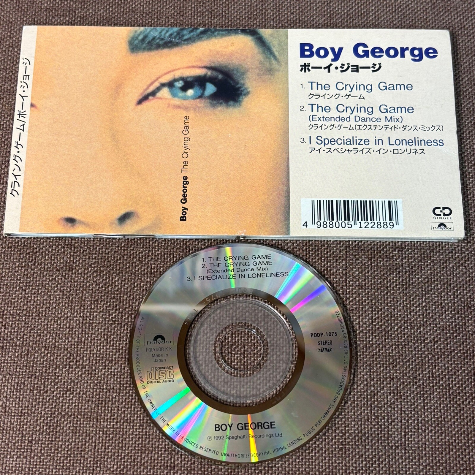 BOY GEORGE The Crying Game JAPAN 3" CD PODP-1075 Culture Club PET SHOP BOYS