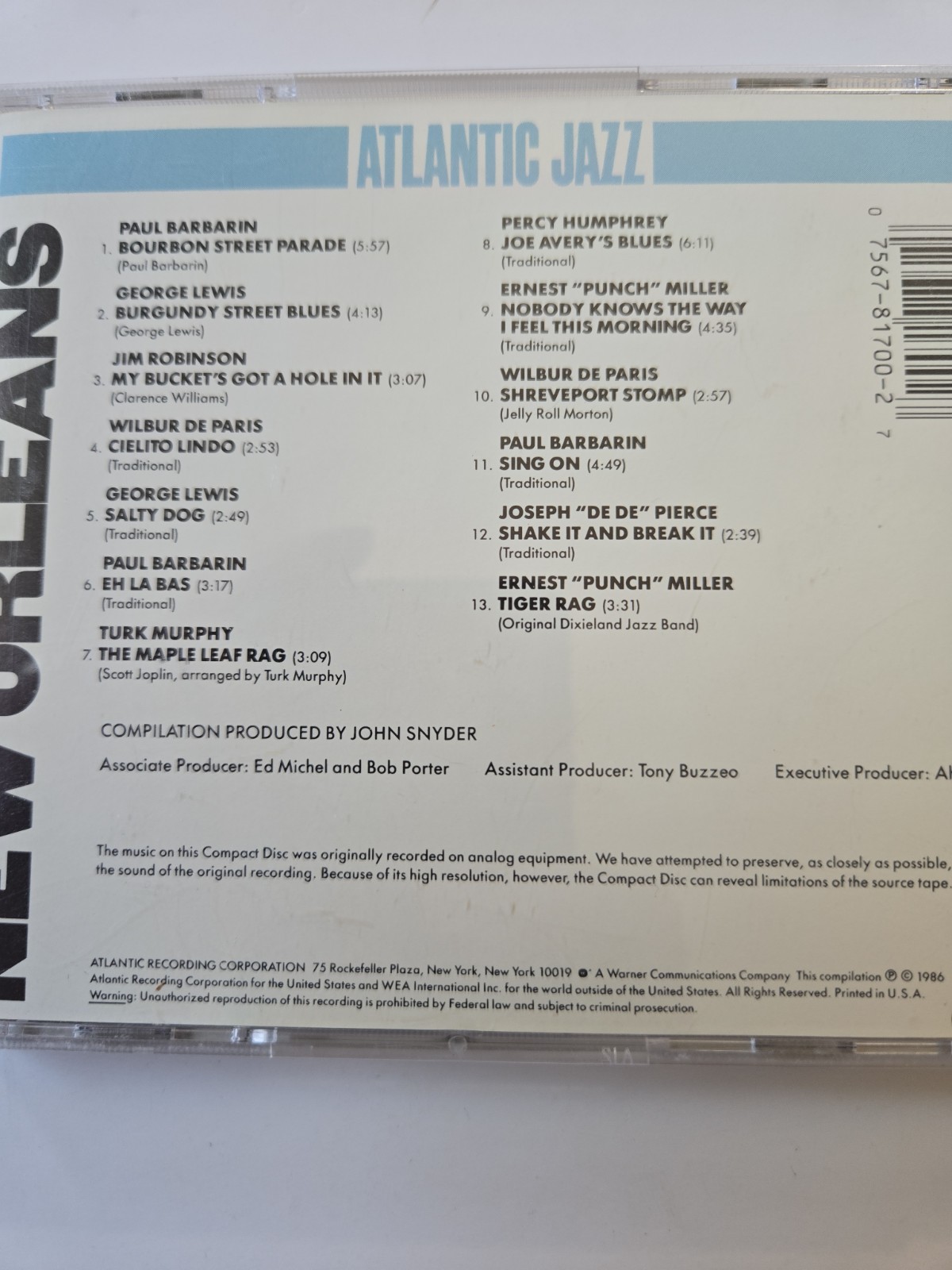 Atl Jazz: New Orleans by Various (CD, 1990)