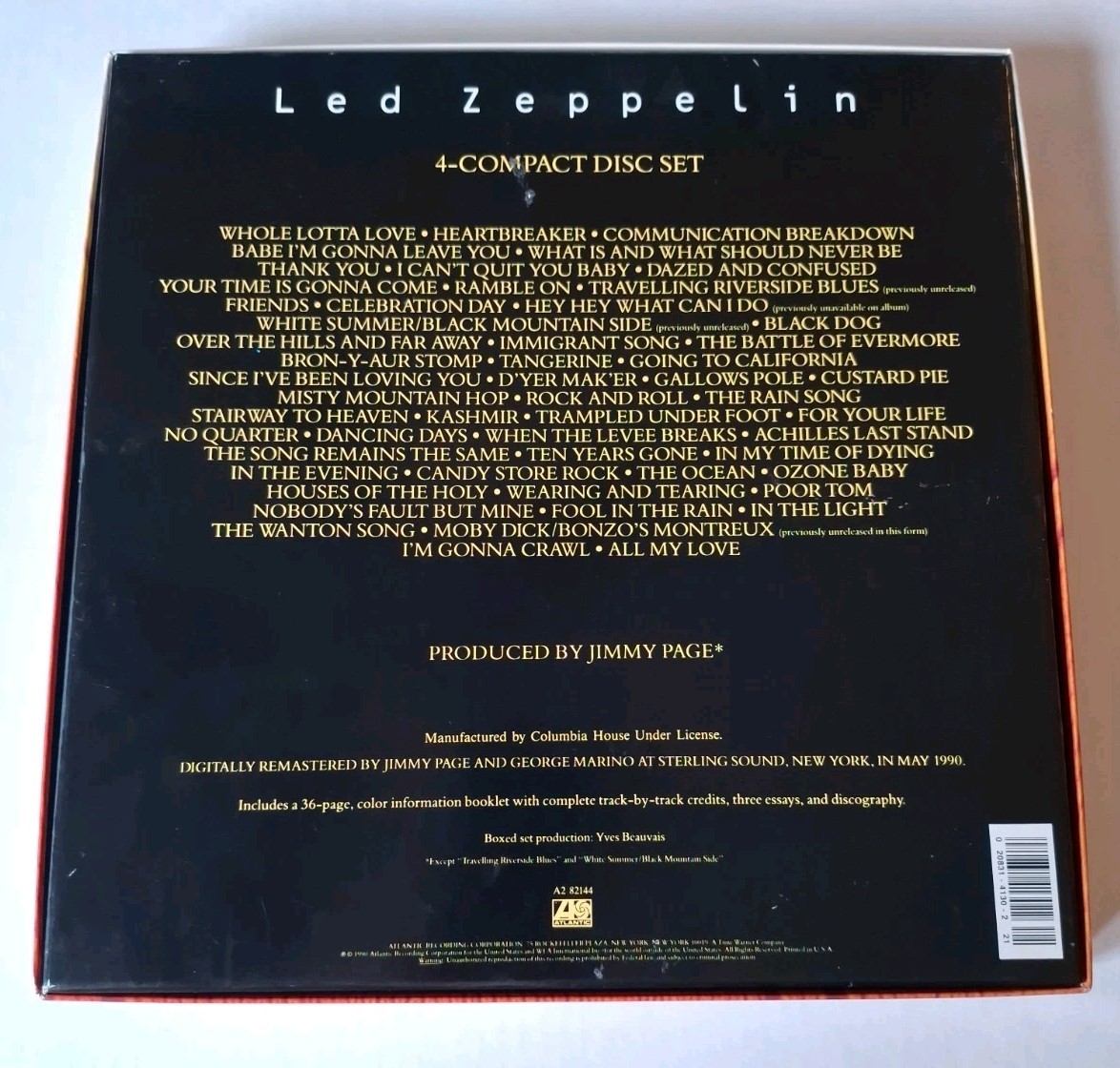 Led Zeppelin 4 Compact Disc Box Set (1990) 7 82144-2 W/Booklet. CD's