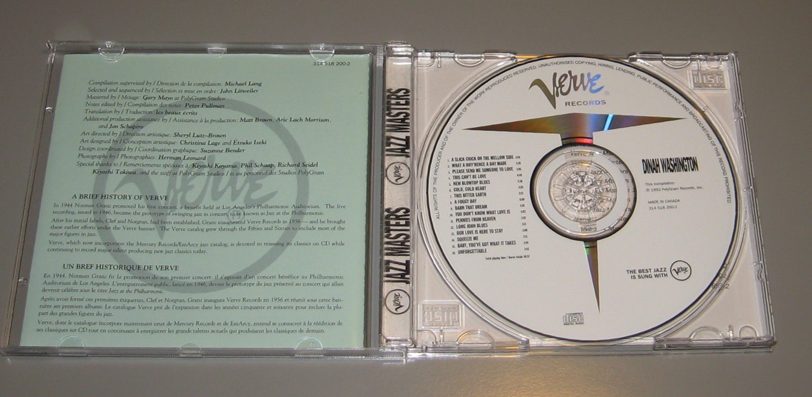 Dinah Washington - Jazz Masters 19 (CD, 1993, Verve Records)