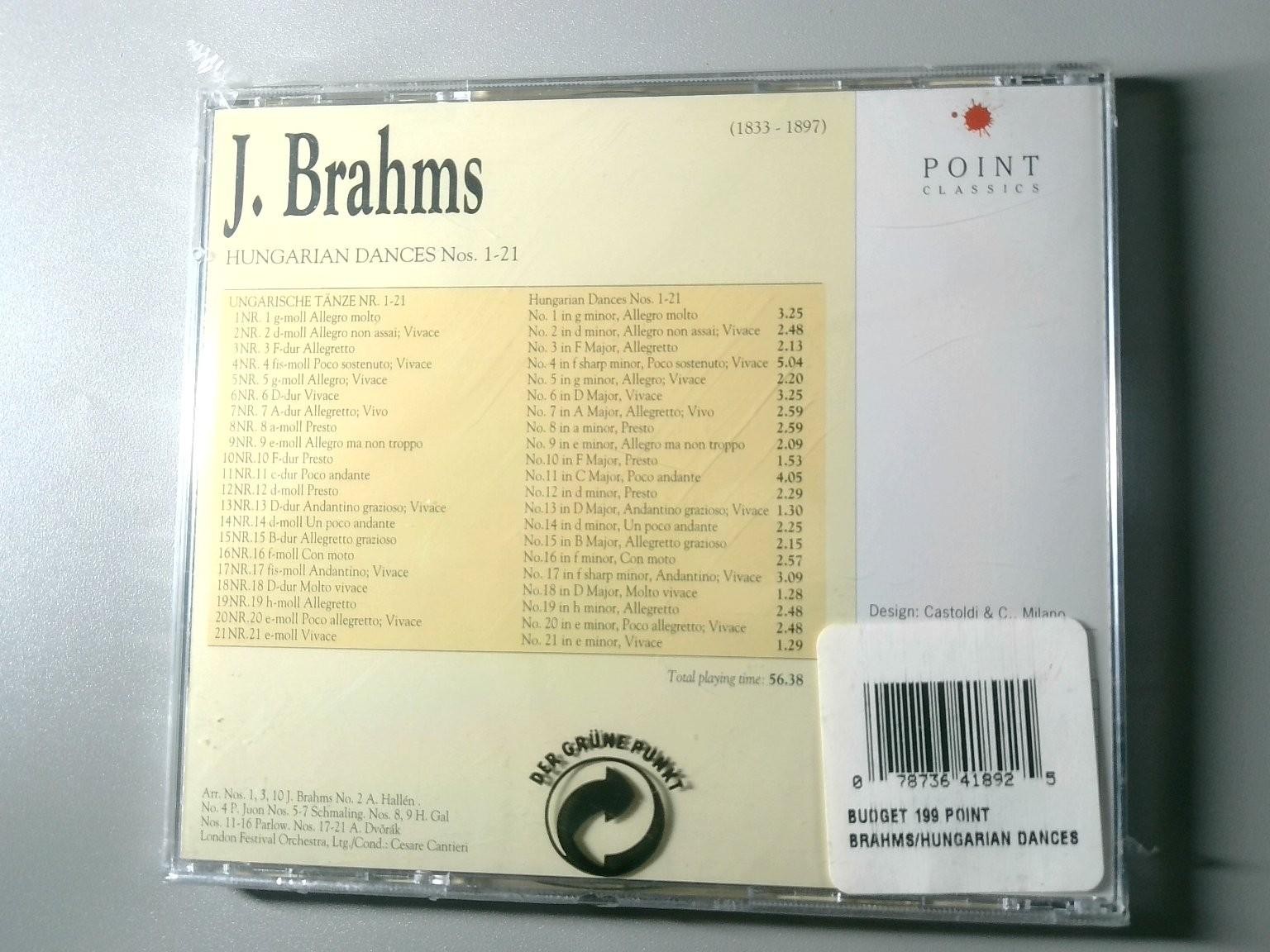 Brahms - Hungarian Dances Nos. 1-21 CD 56min Classical Point Classics