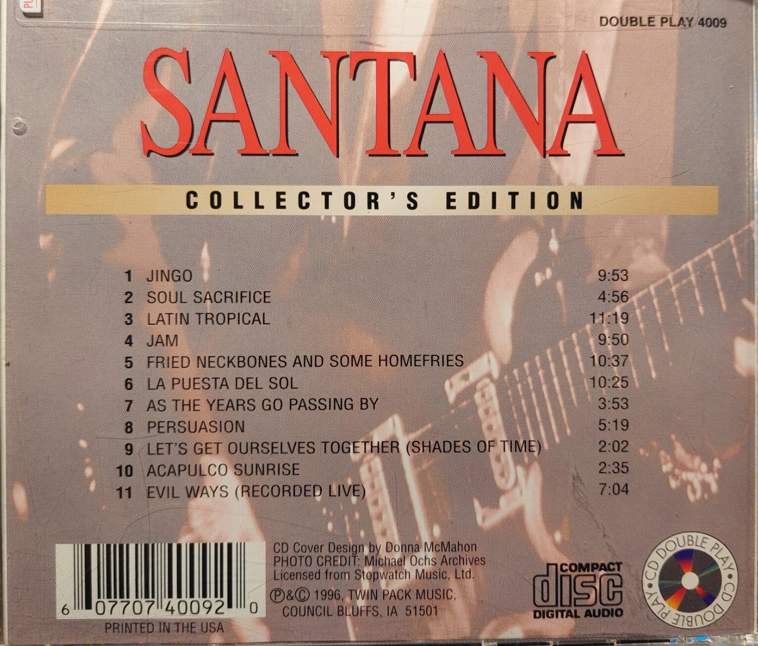 Santana : "Golden Classics" - "Double Play" - Audio CD