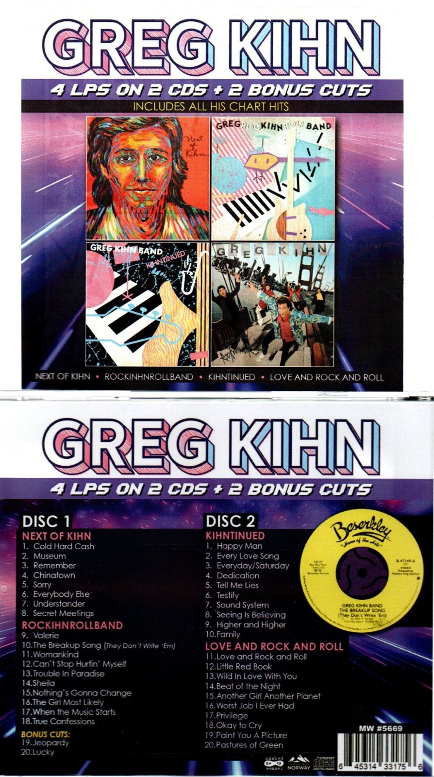 GREG KIHN-NEXT OF KIHN/ROCKIHNROLLBAND/KIHNTINUED/LOVE & ROCK-4 LPS/2 CDS
